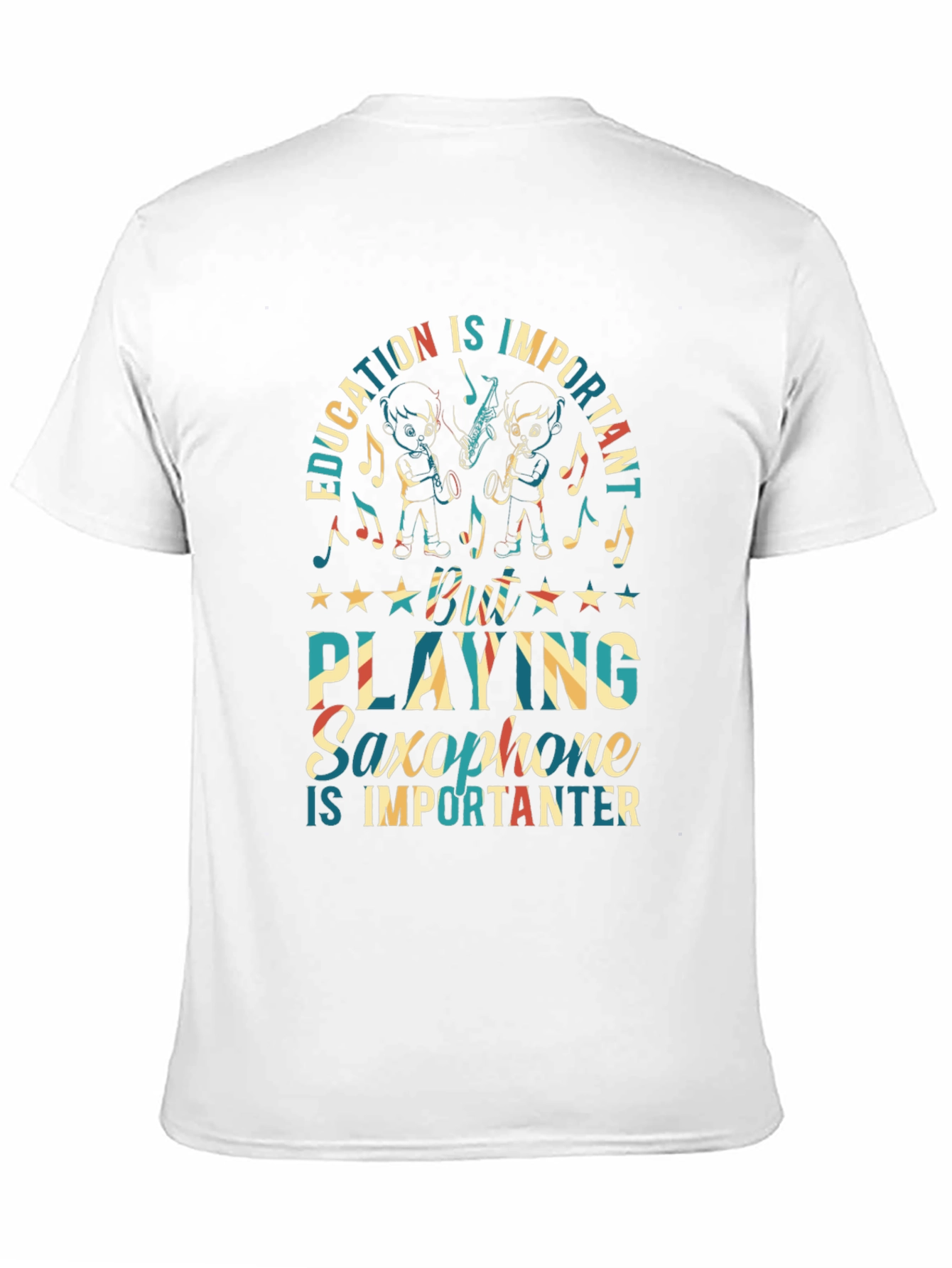 Education vs Saxophone Black Graphic Tee