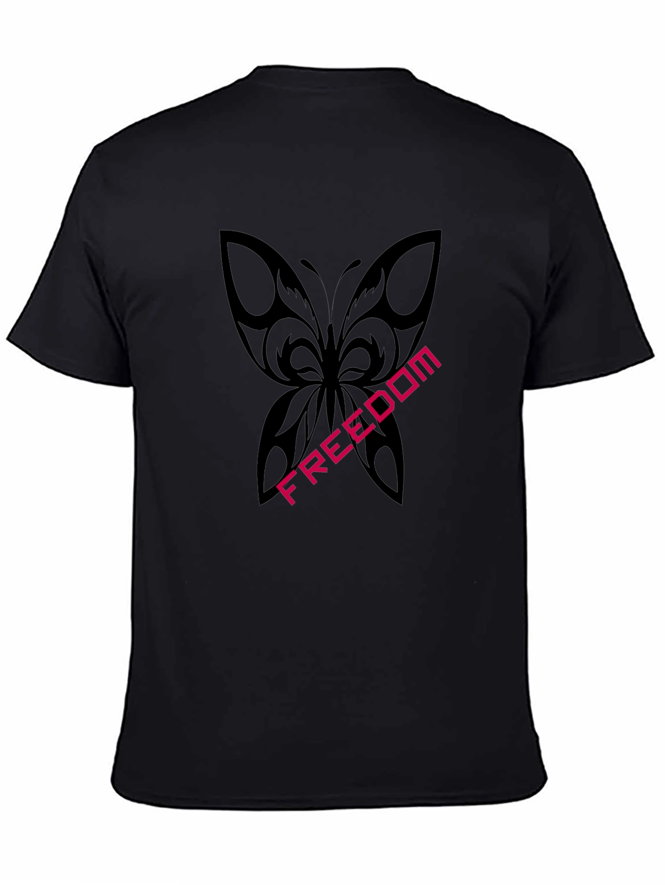 Freedom Butterfly Graphic Tee - Stylish Black T-Shirt