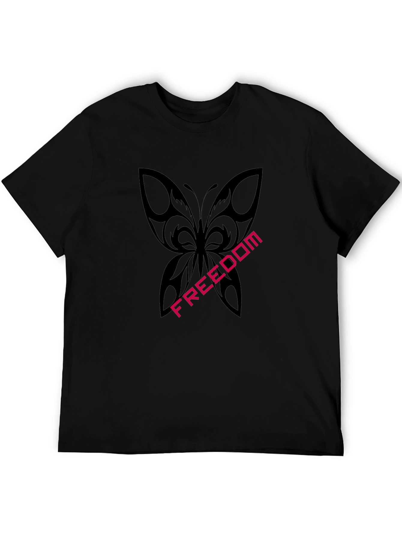 Freedom Butterfly Graphic Tee - Stylish Black T-Shirt