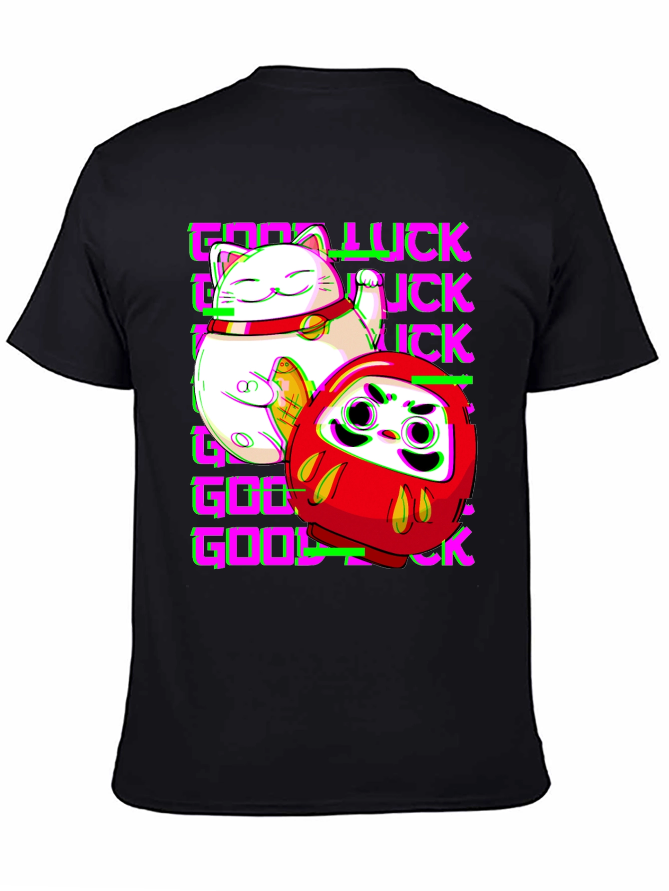 Lucky Cat & Daruma Doll Graphic T-Shirt