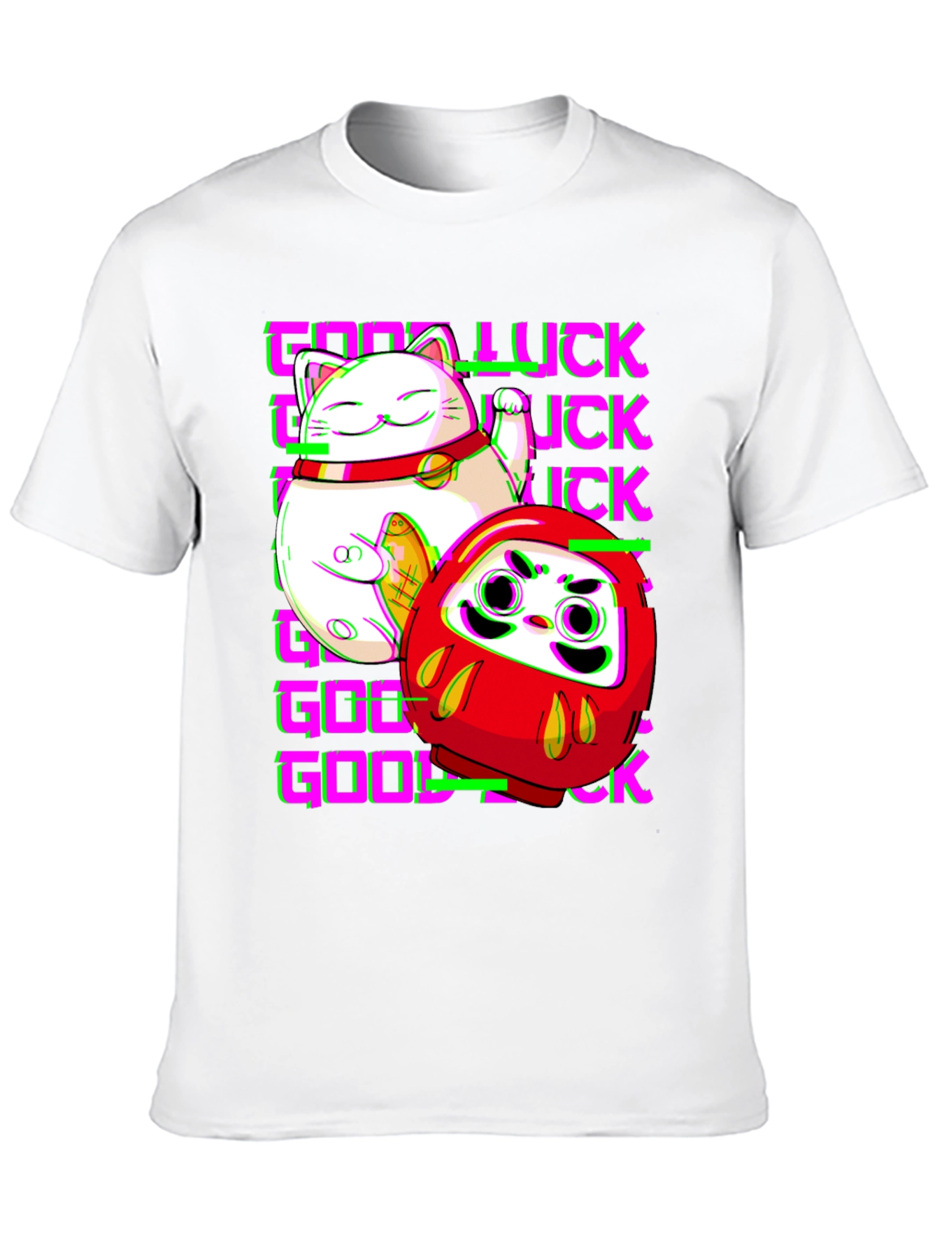 Lucky Cat & Daruma Doll Graphic T-Shirt