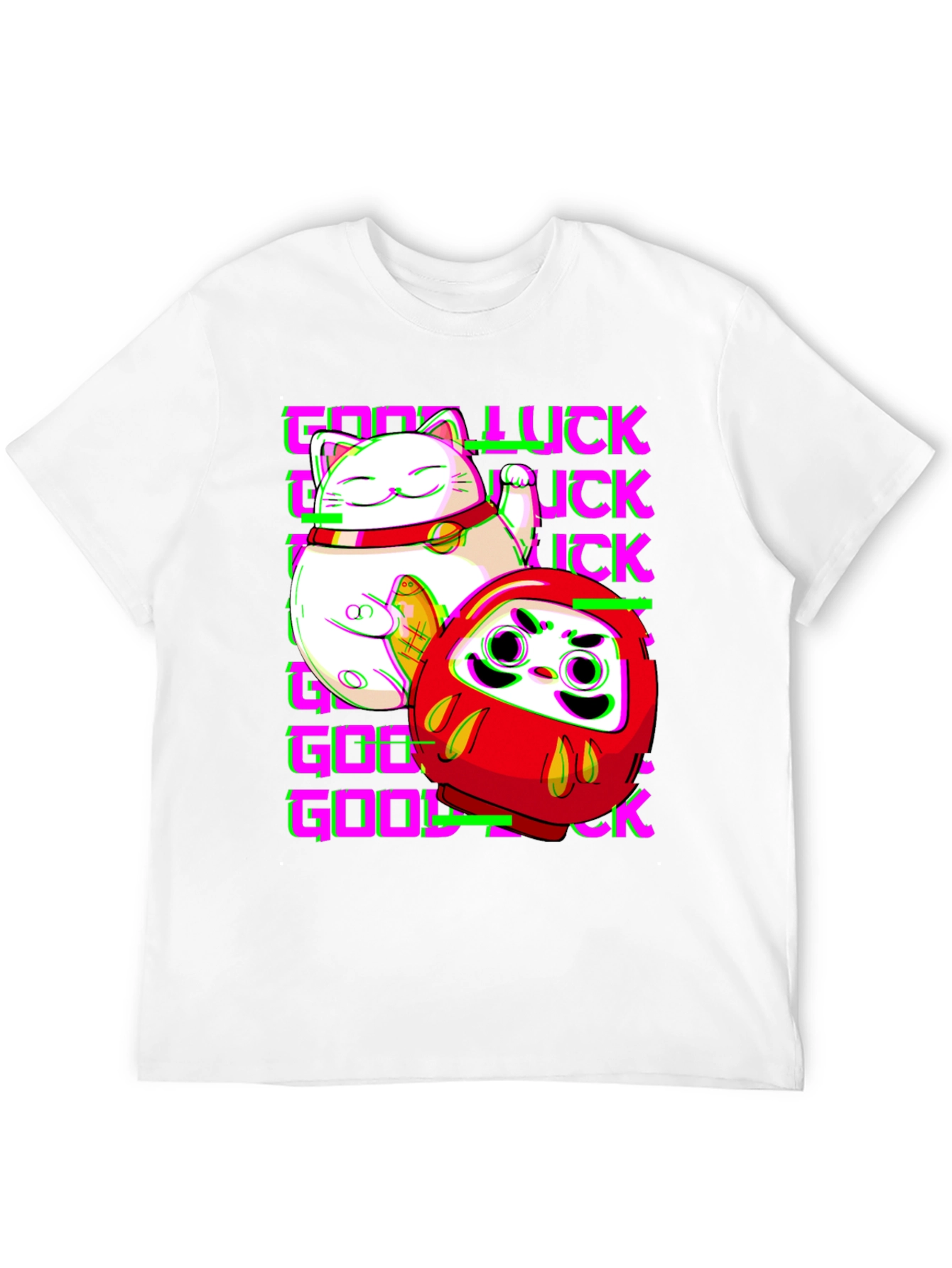 Lucky Cat & Daruma Doll Graphic T-Shirt