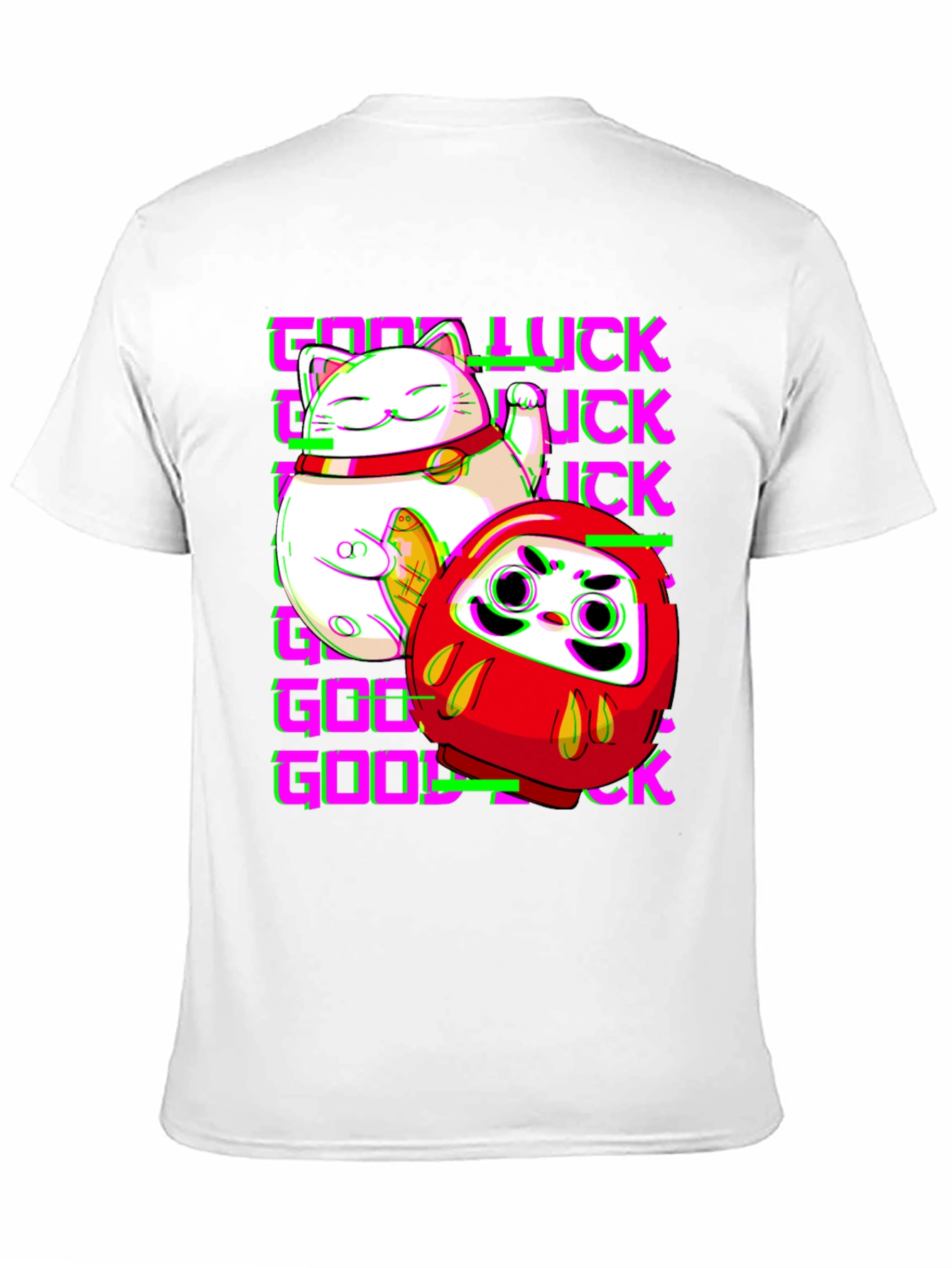 Lucky Cat & Daruma Doll Graphic T-Shirt