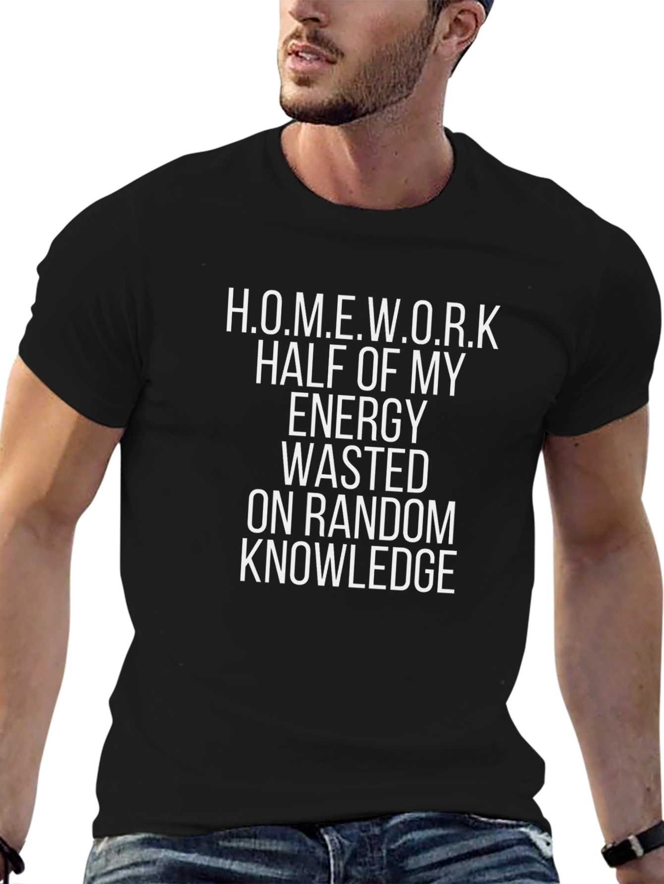 Homework Energy Wasted Funny Graphic T-Shirt
