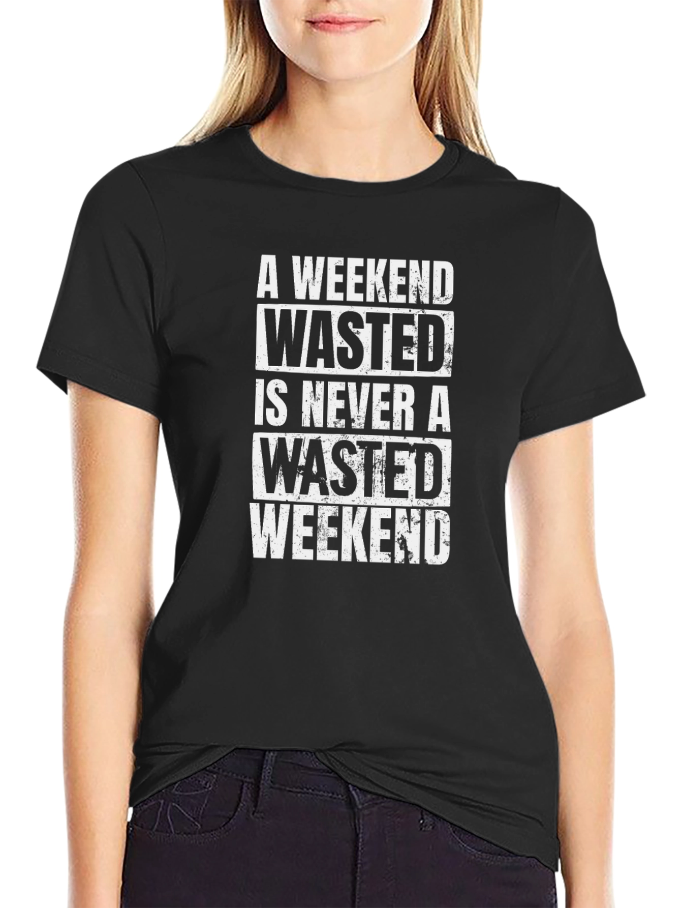 Wasted Weekend Graphic Tee - Black Cotton