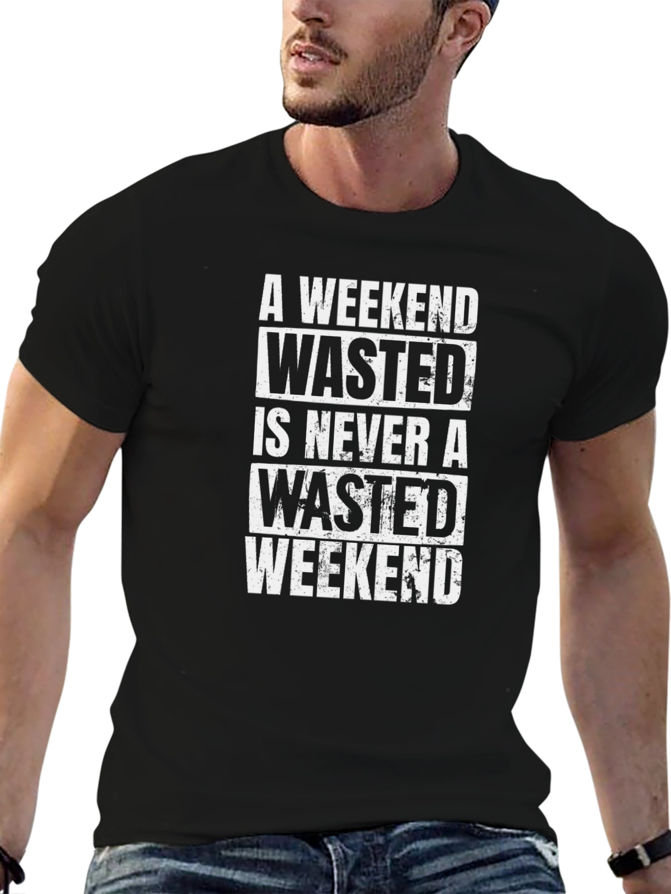 Wasted Weekend Graphic Tee - Black Cotton