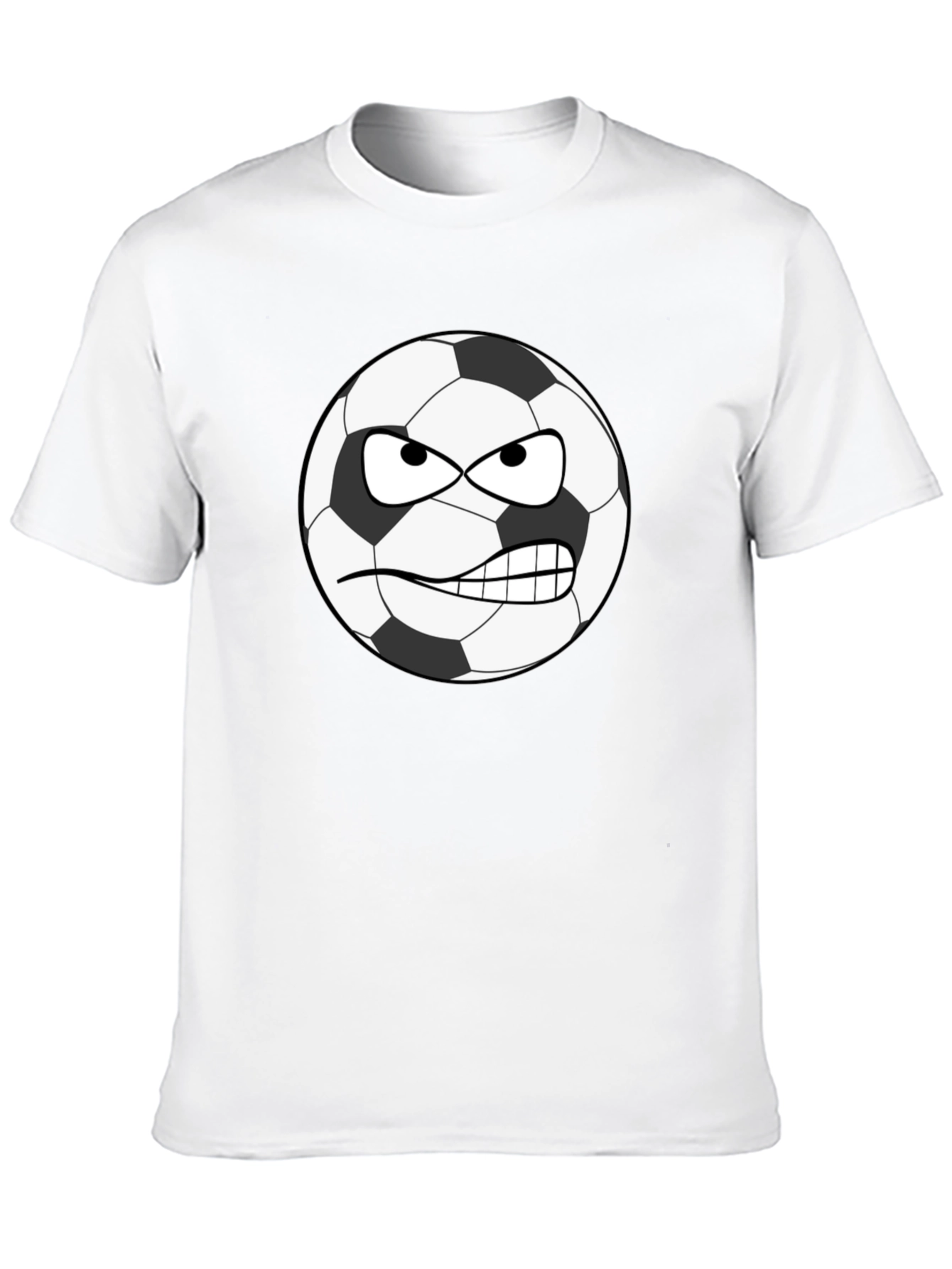 Angry Soccer Ball Graphic Tee - Black Cotton Shirt