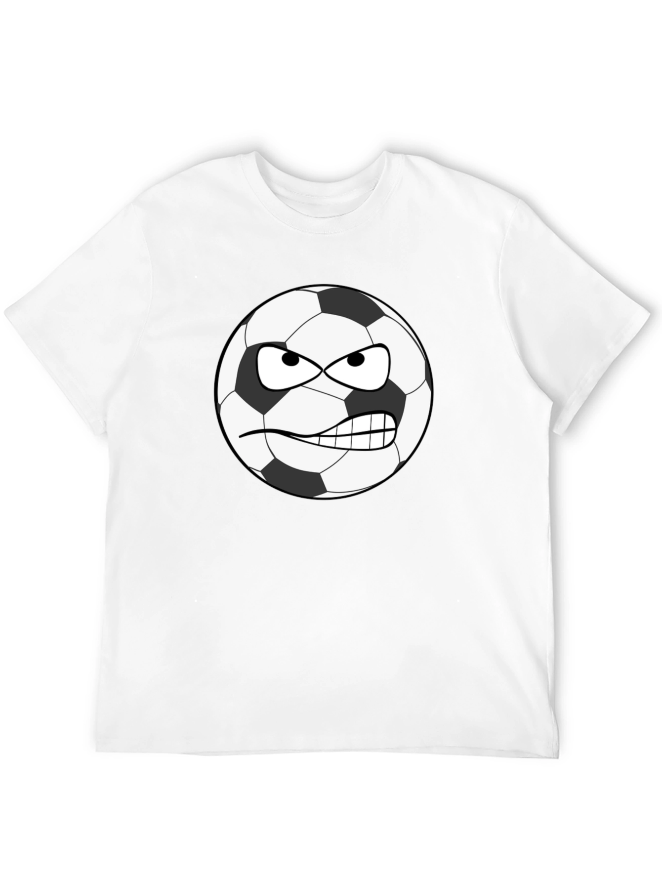Angry Soccer Ball Graphic Tee - Black Cotton Shirt