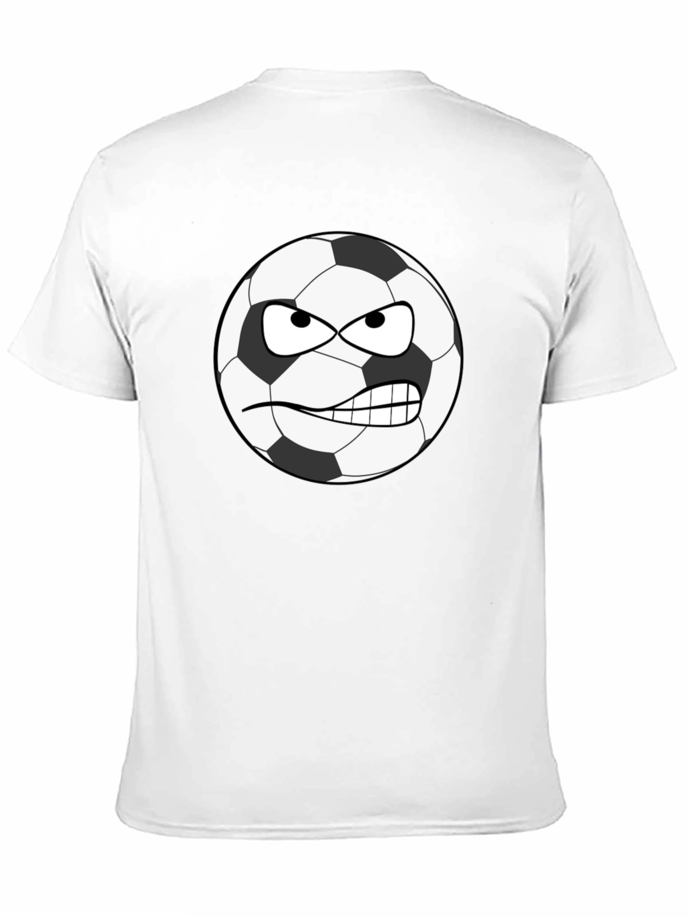 Angry Soccer Ball Graphic Tee - Black Cotton Shirt