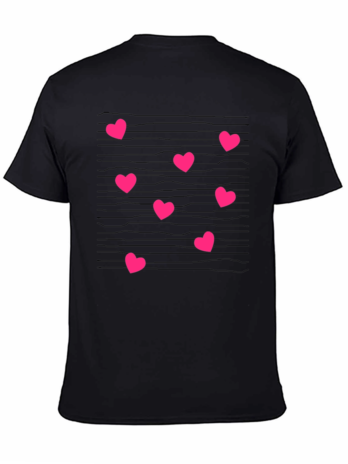 Heart Patterned Black T-Shirt