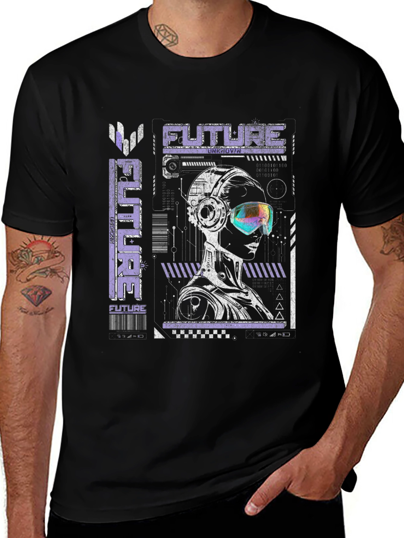 Futuristic Graphic T-Shirt - Cyberpunk Style