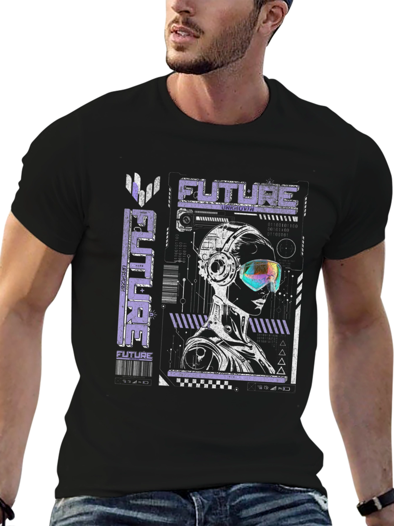 Futuristic Graphic T-Shirt - Cyberpunk Style