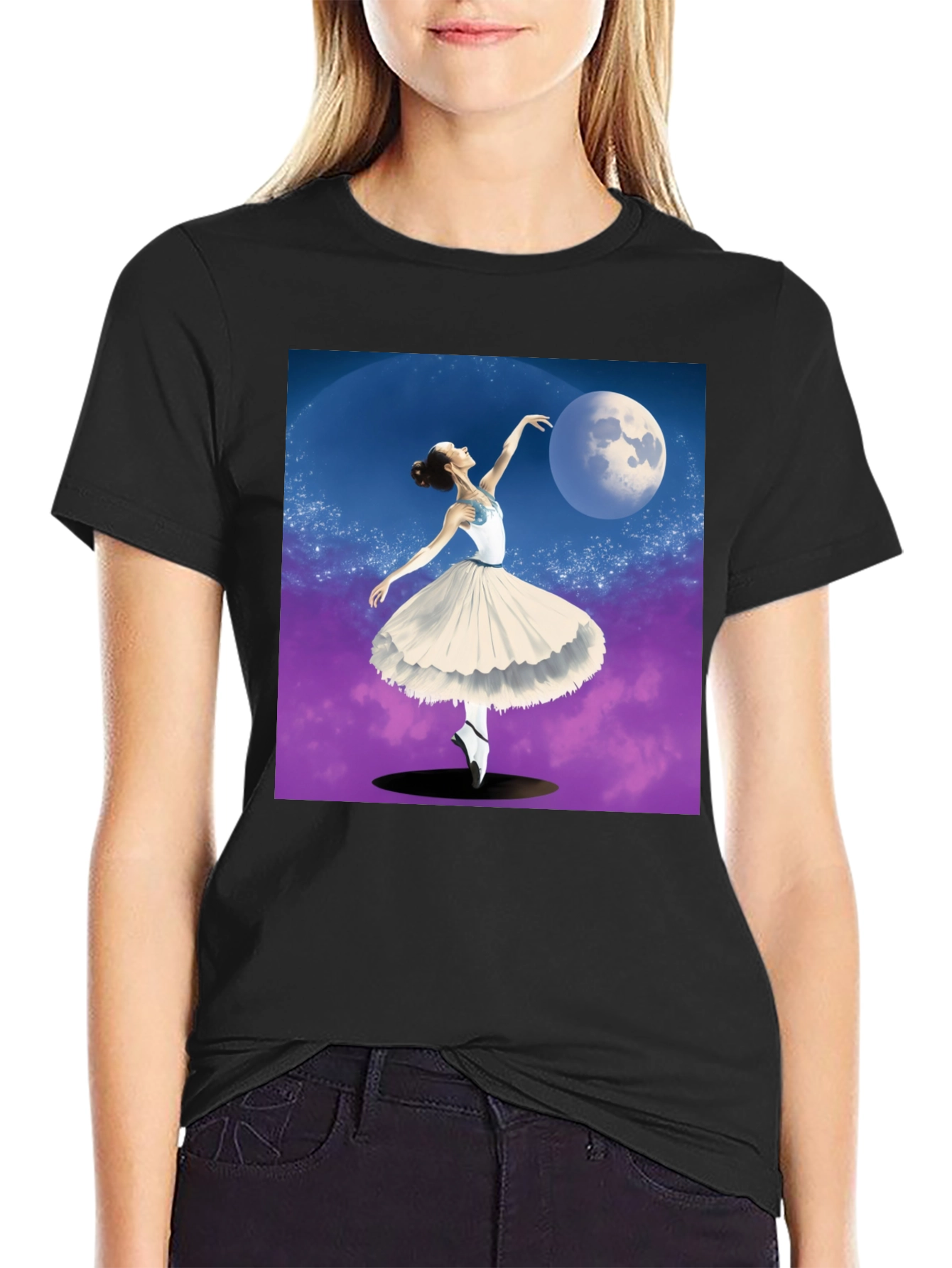 Ballerina Moon Dance Graphic Tee - Black