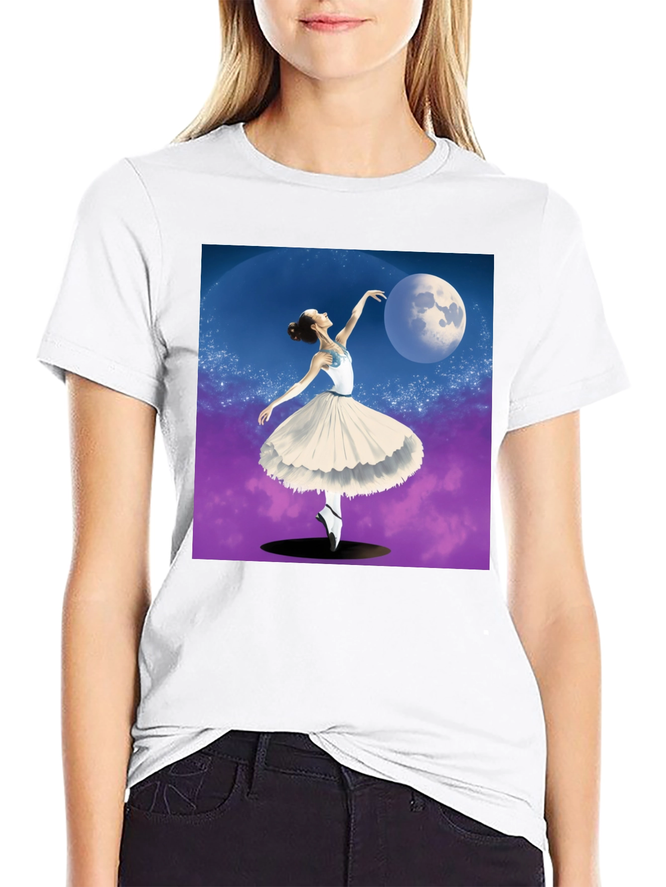 Ballerina Moon Dance Graphic Tee - Black