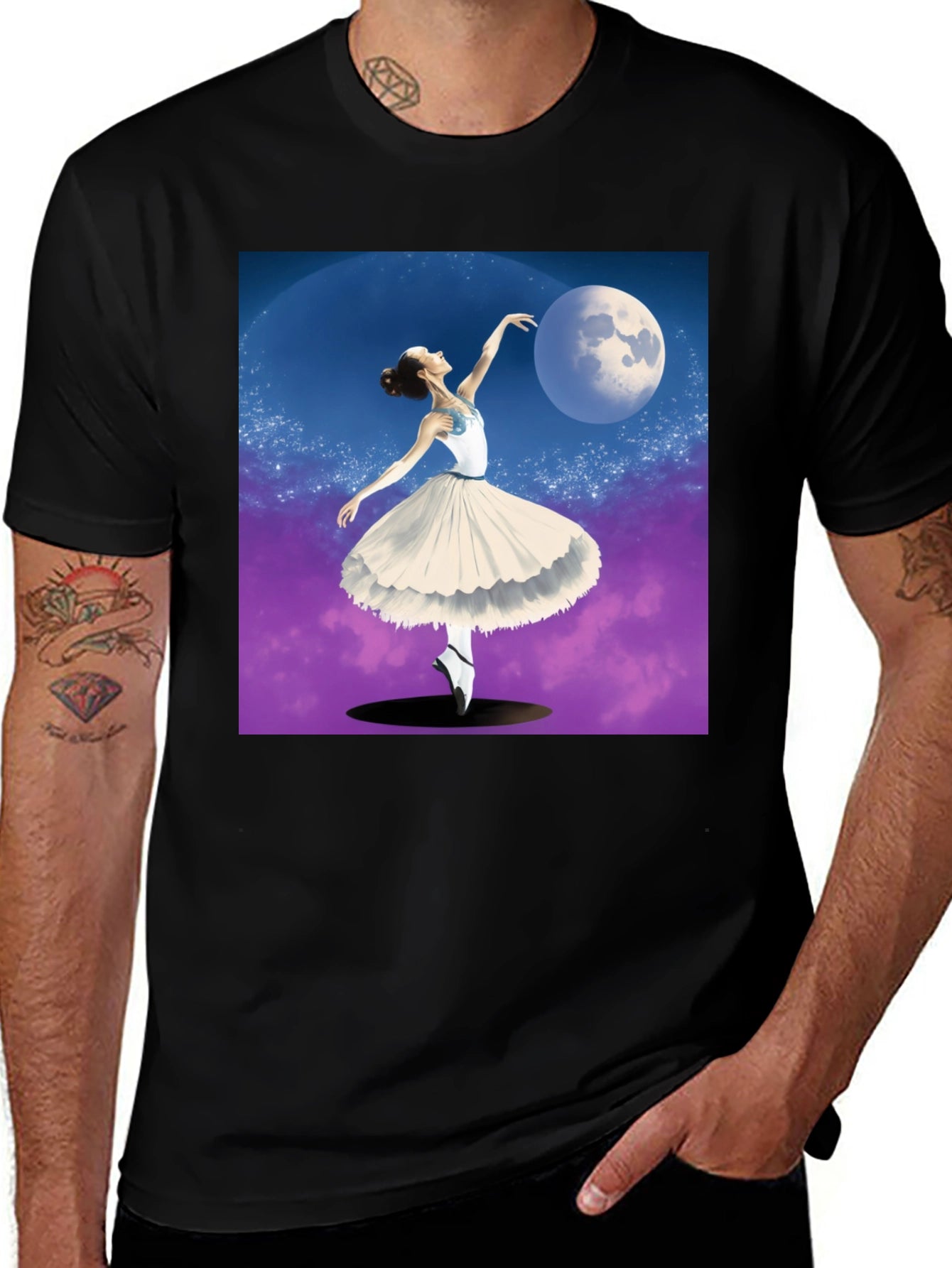 Ballerina Moon Dance Graphic Tee - Black
