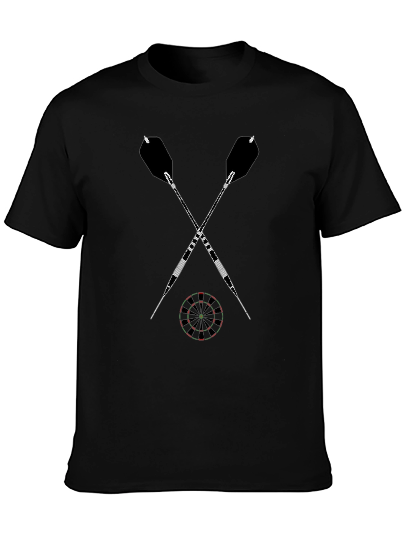 Darts Graphic Tee - Casual Black Cotton T-Shirt