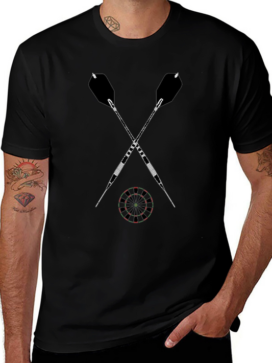 Darts Graphic Tee - Casual Black Cotton T-Shirt