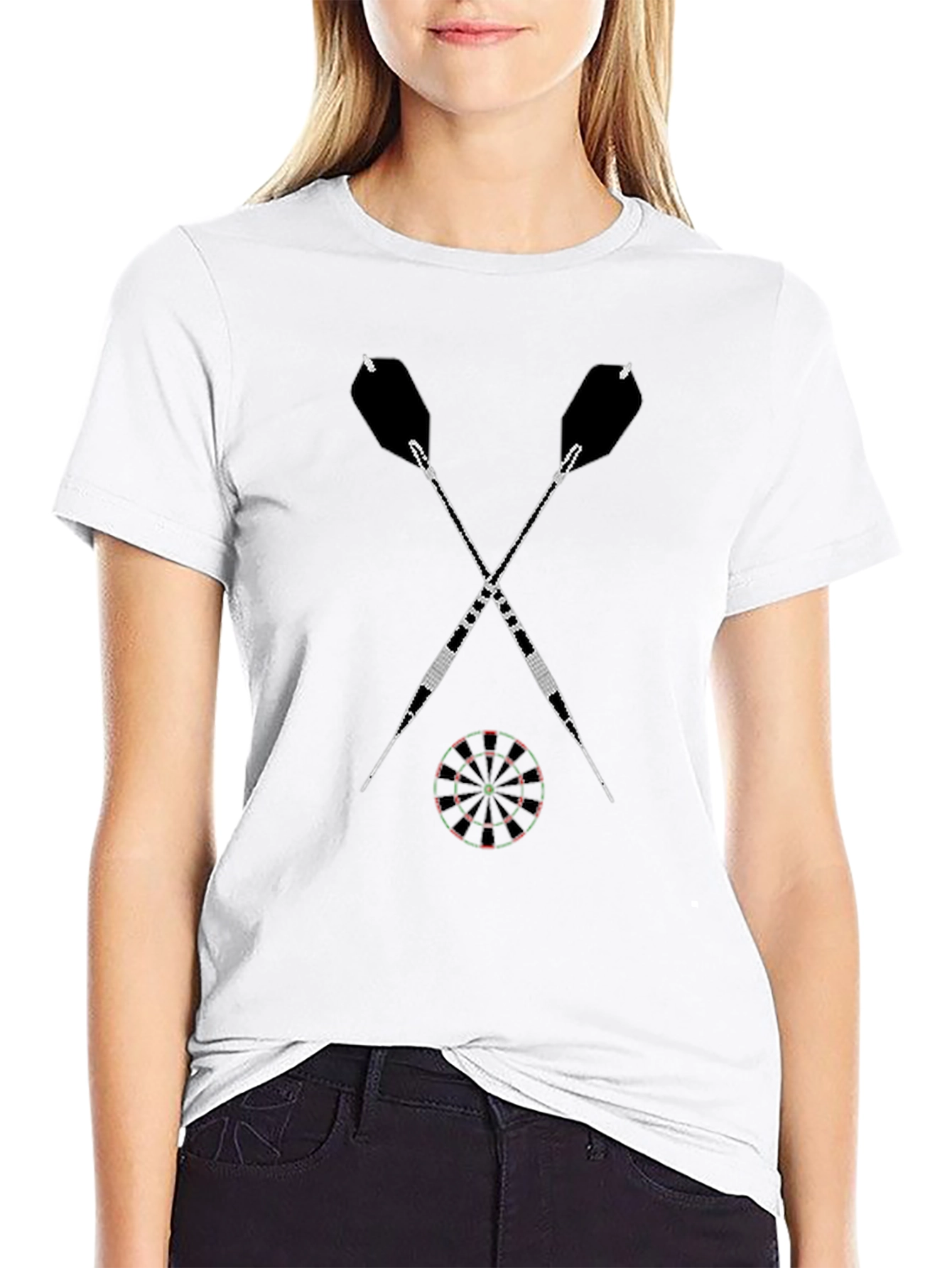 Darts Graphic Tee - Casual Black Cotton T-Shirt