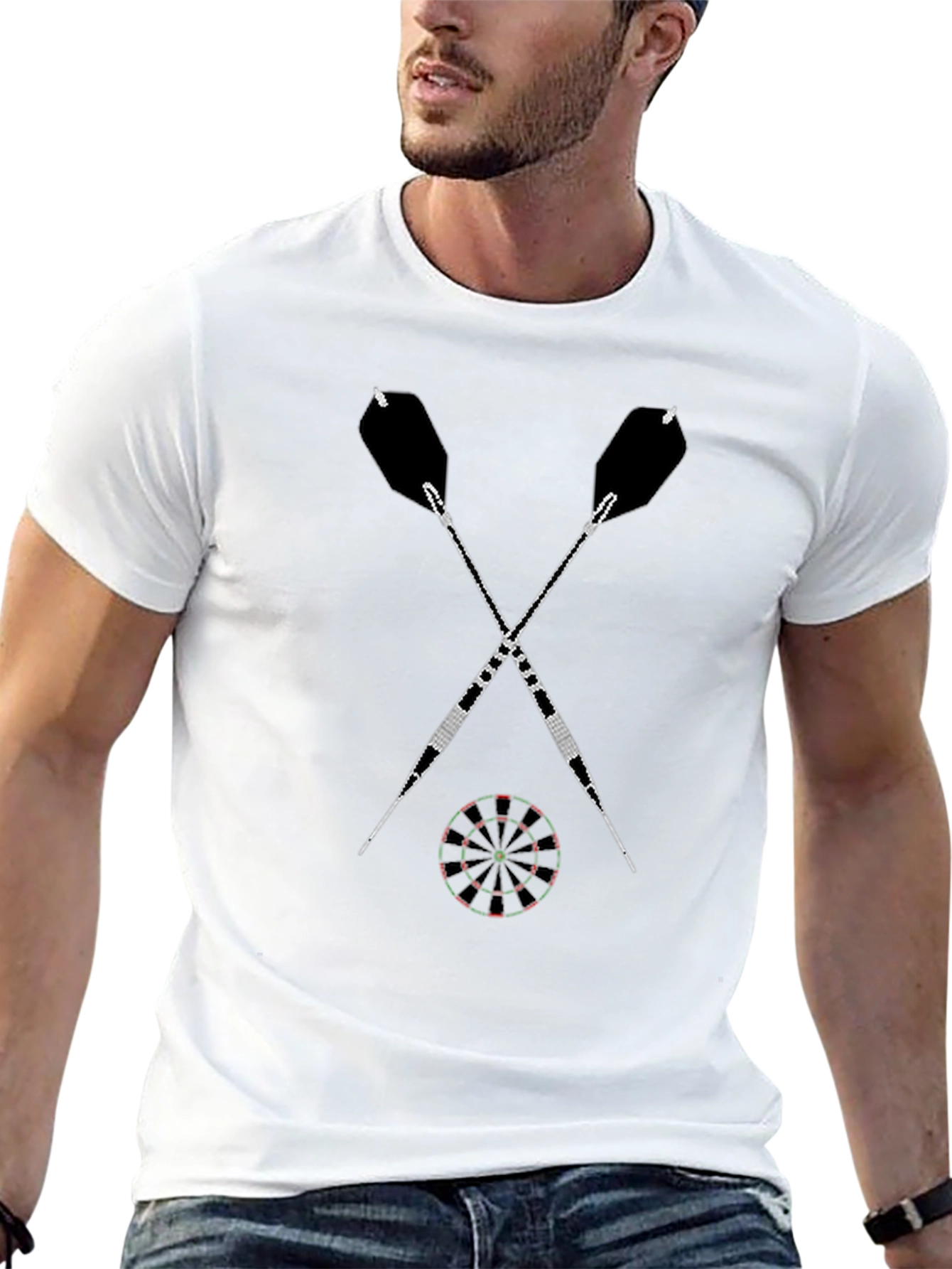 Darts Graphic Tee - Casual Black Cotton T-Shirt