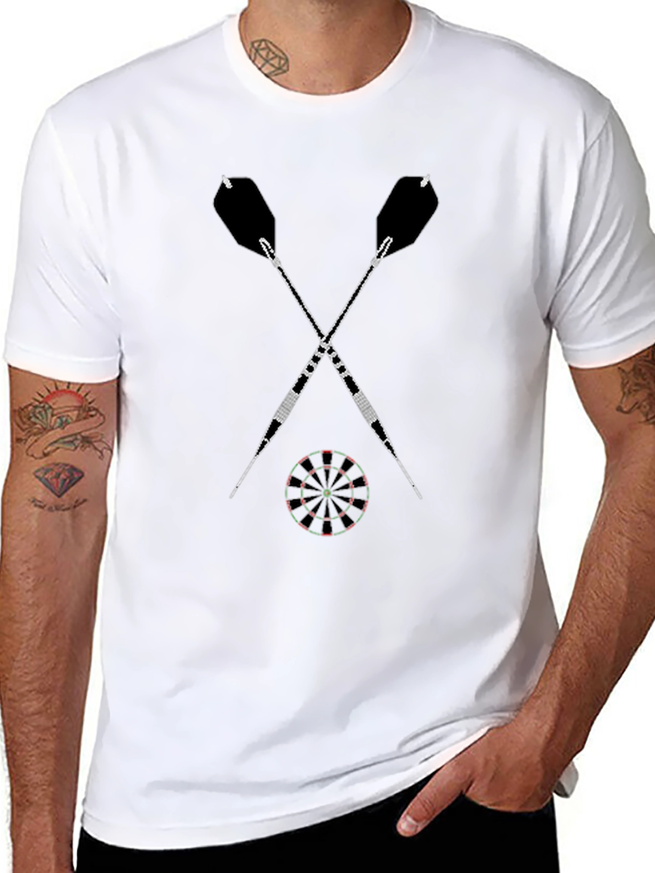 Darts Graphic Tee - Casual Black Cotton T-Shirt