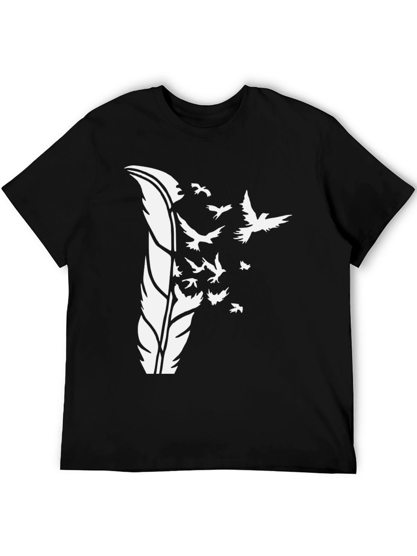 Feather Birds Graphic Tee - Stylish Mens Black T-Shirt