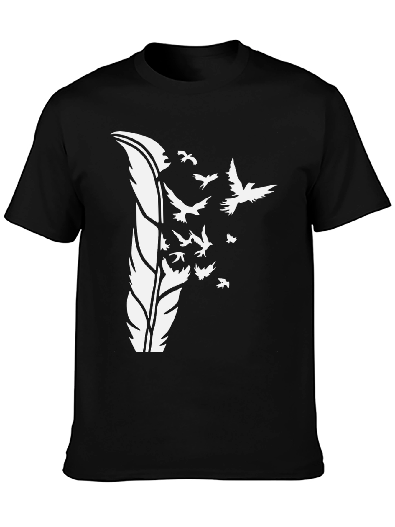 Feather Birds Graphic Tee - Stylish Mens Black T-Shirt