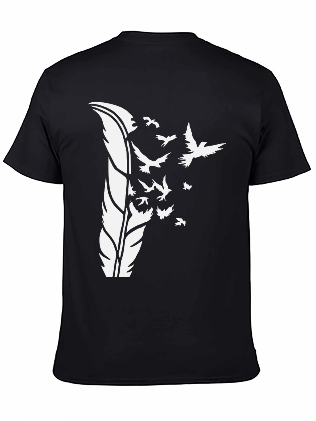 Feather Birds Graphic Tee - Stylish Mens Black T-Shirt