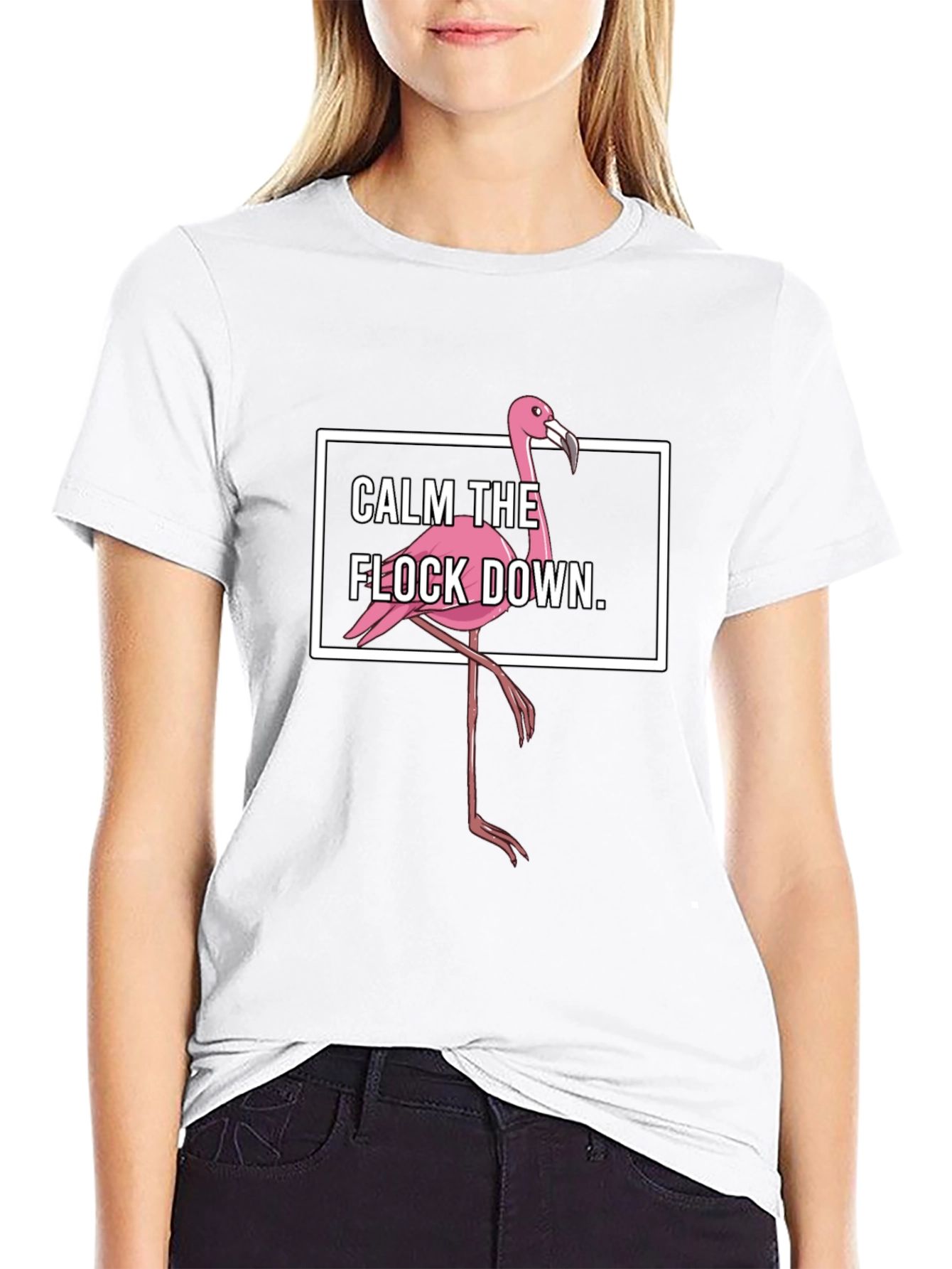 Calm The Flock Down T-Shirt Flamingo Graphic Tee