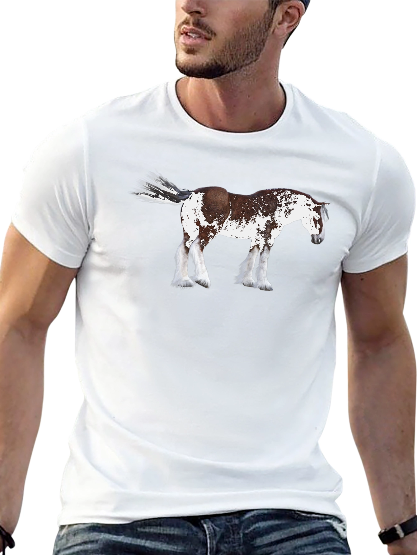 Horse Graphic T-Shirt | Black Crew Neck Tee