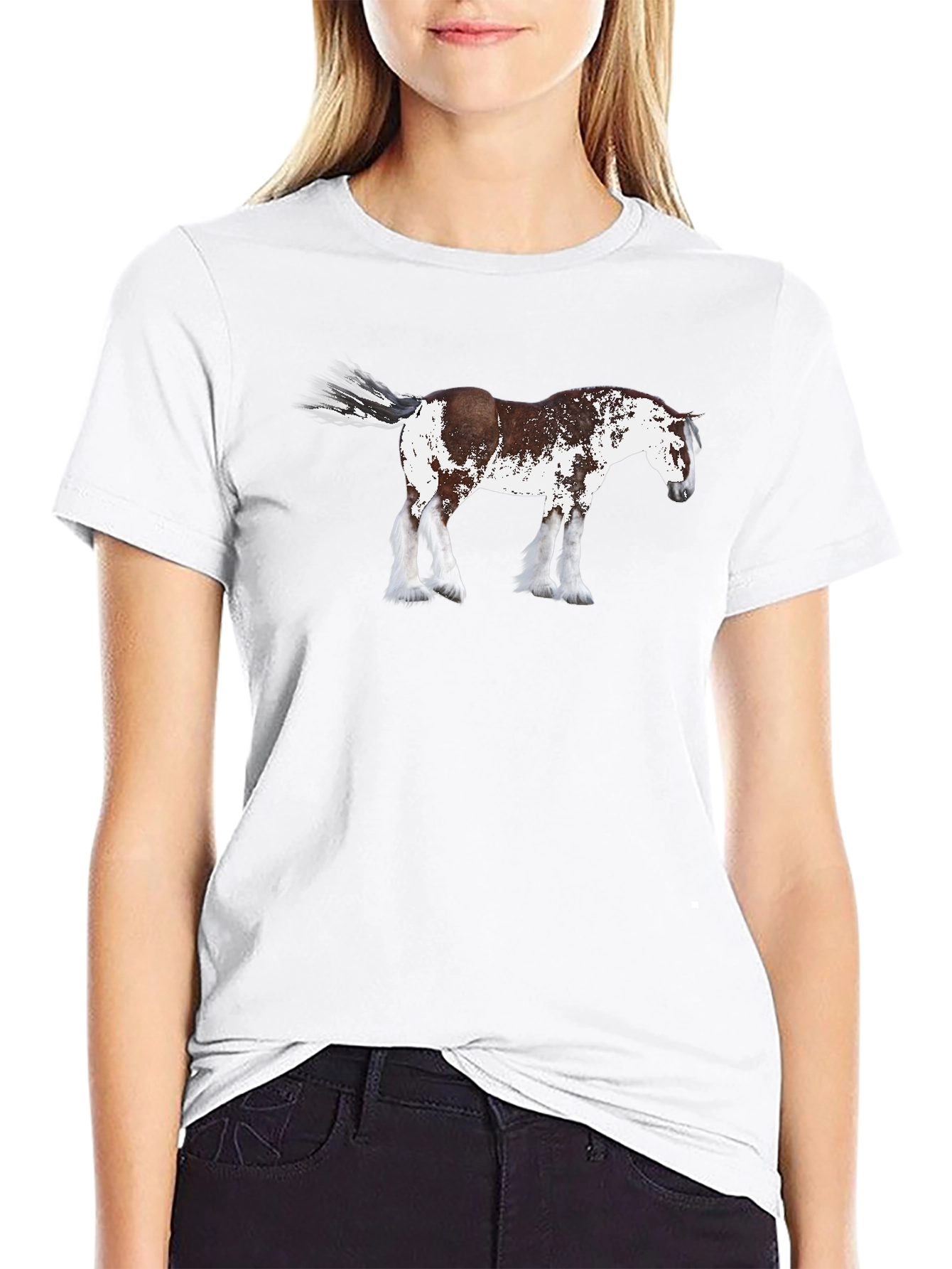 Horse Graphic T-Shirt | Black Crew Neck Tee