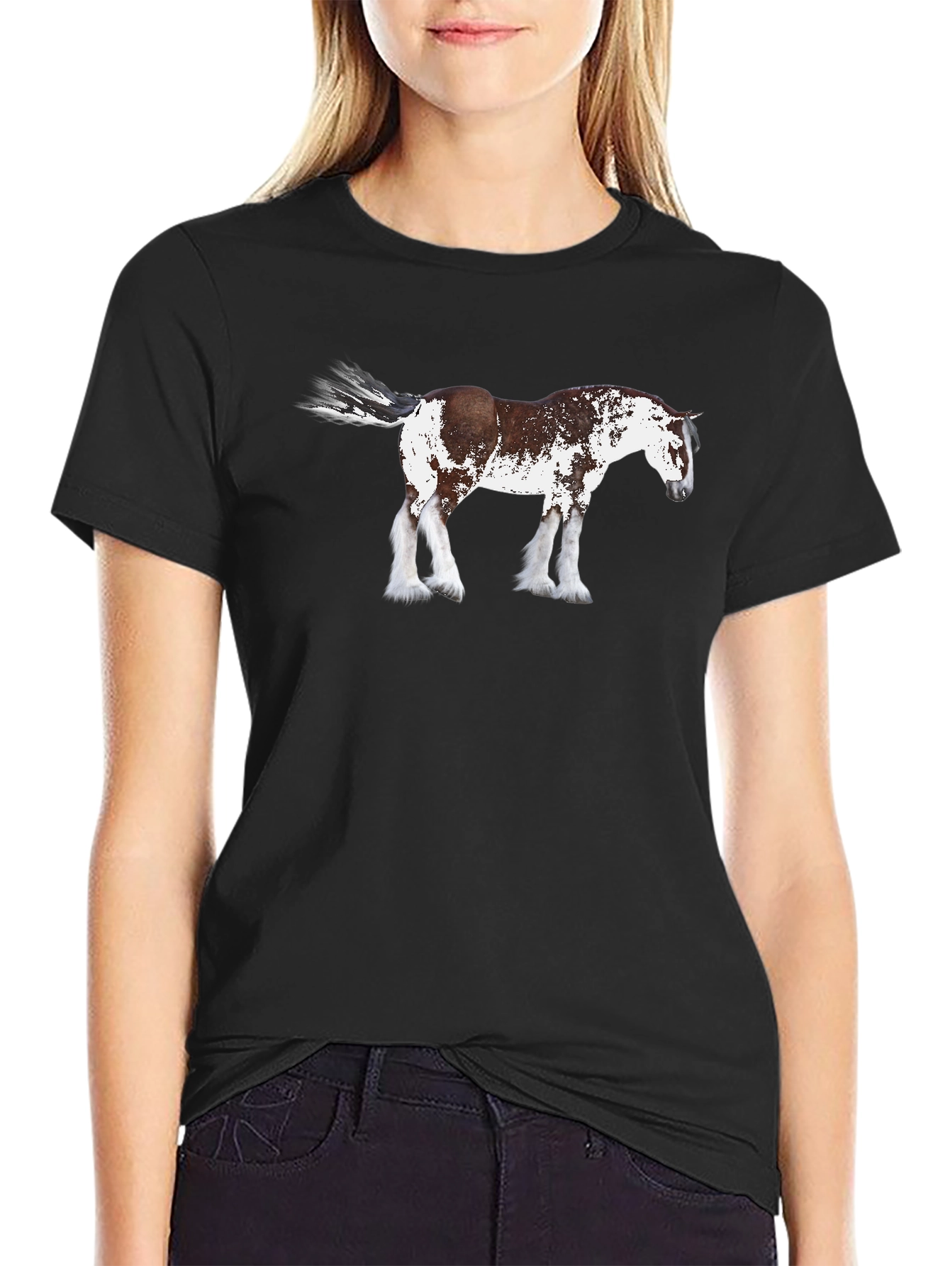 Horse Graphic T-Shirt | Black Crew Neck Tee