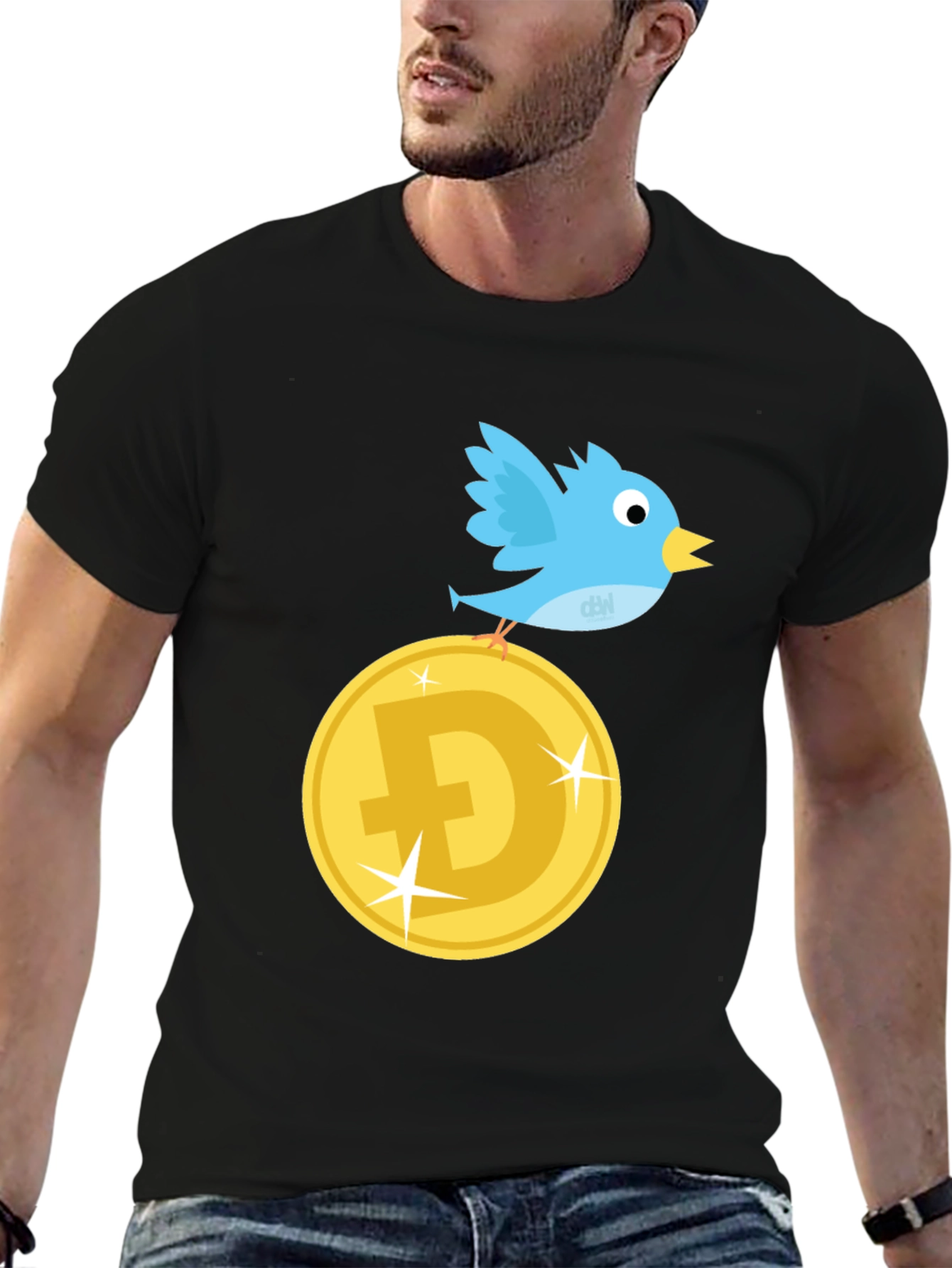 DogeCoin Twitter Bird Black T-Shirt