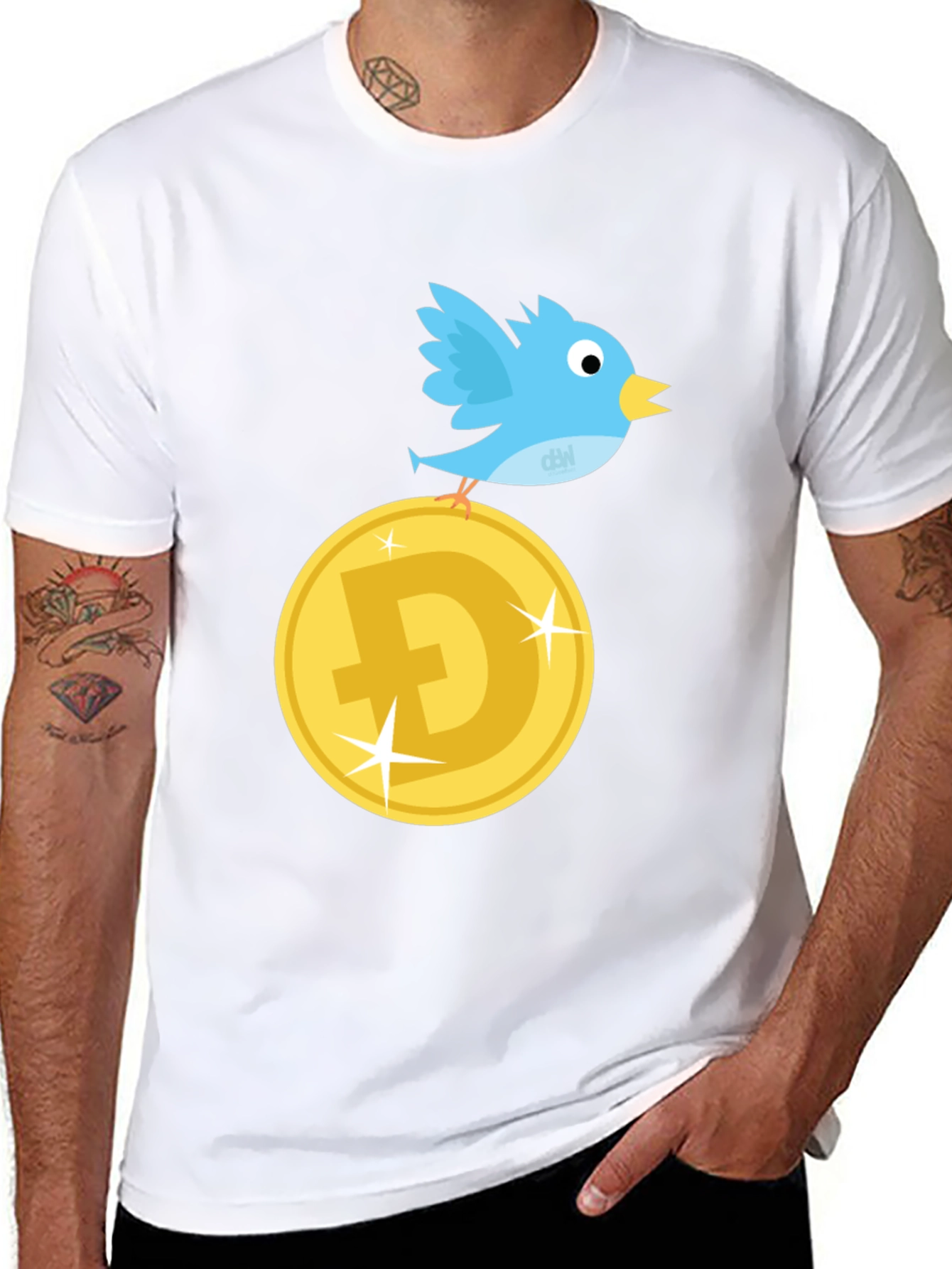 DogeCoin Twitter Bird Black T-Shirt