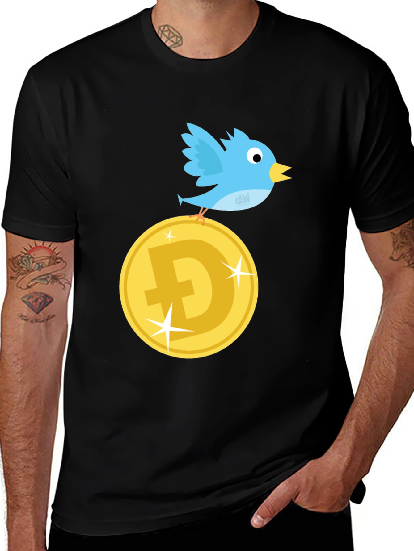 DogeCoin Twitter Bird Black T-Shirt