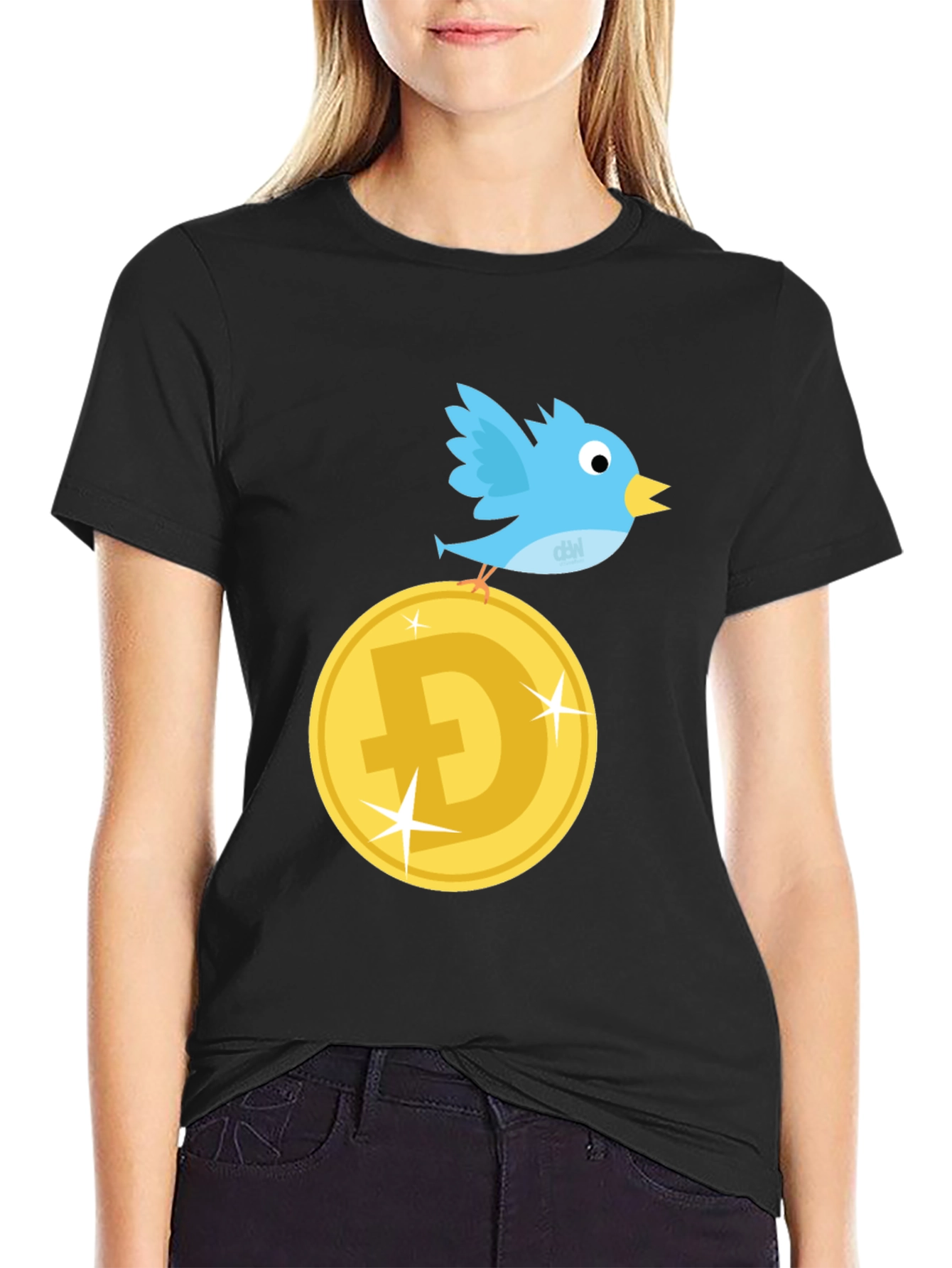 DogeCoin Twitter Bird Black T-Shirt