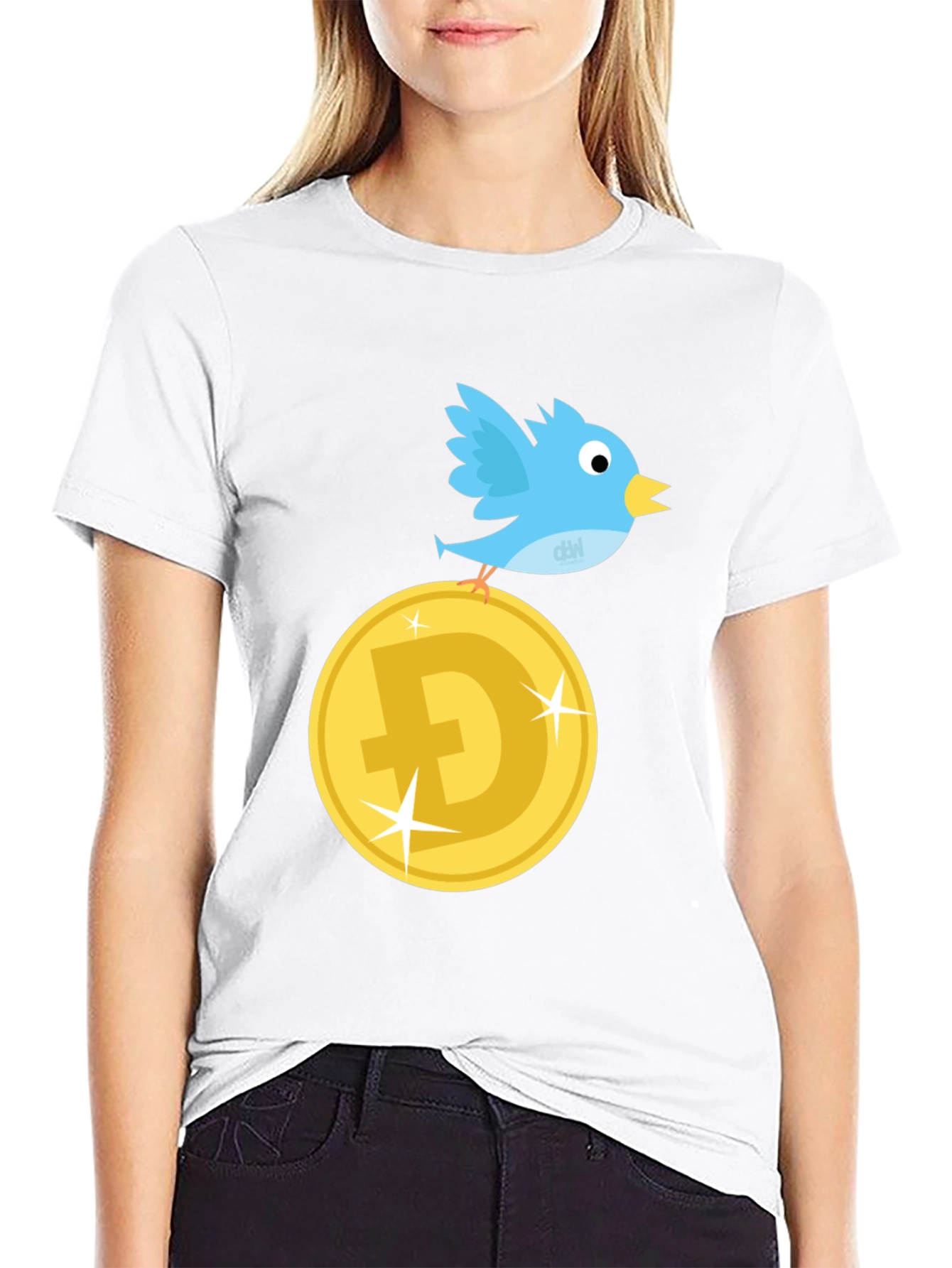 DogeCoin Twitter Bird Black T-Shirt