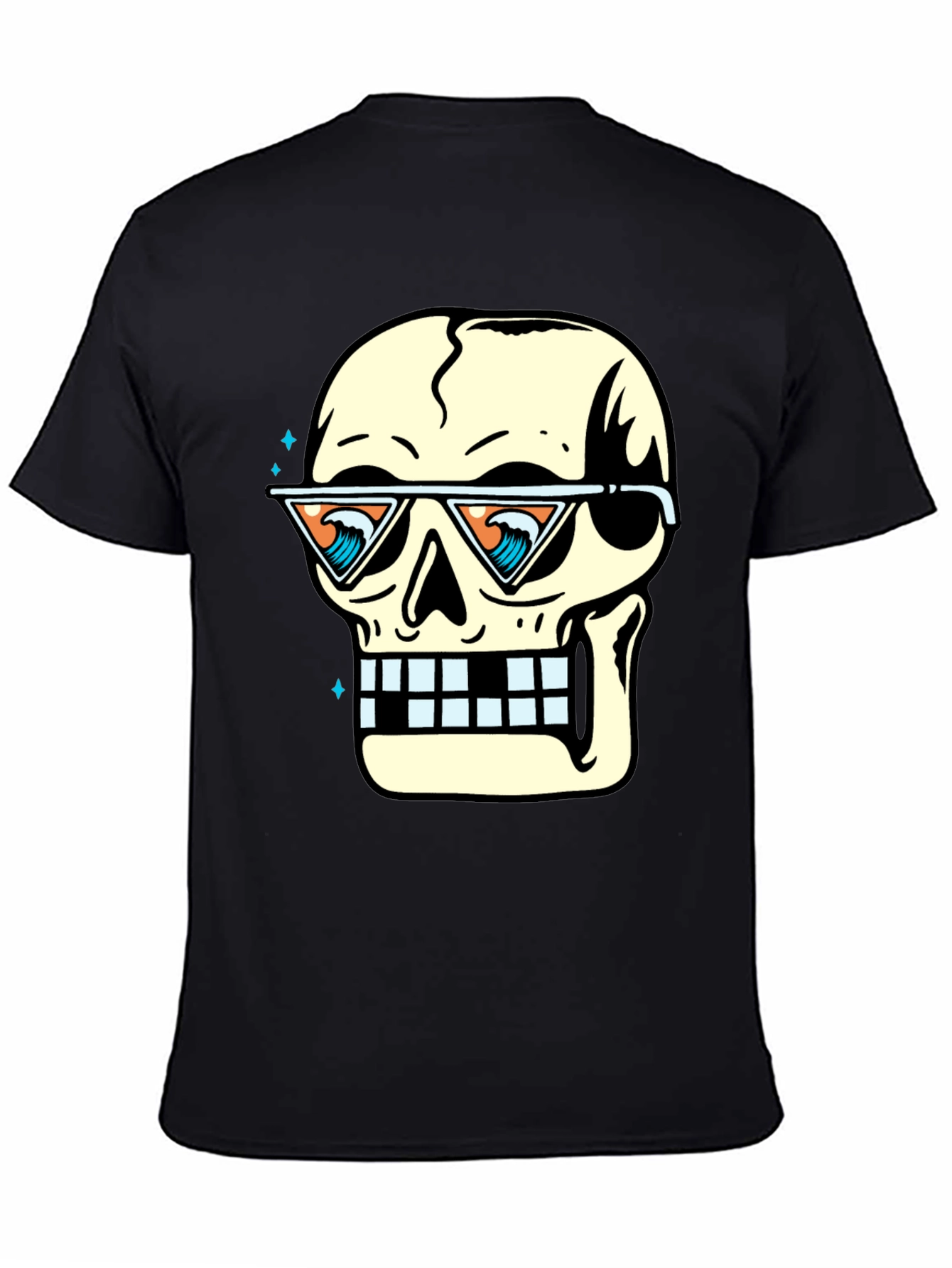 Skull with Sunglasses Graphic Tee - Black