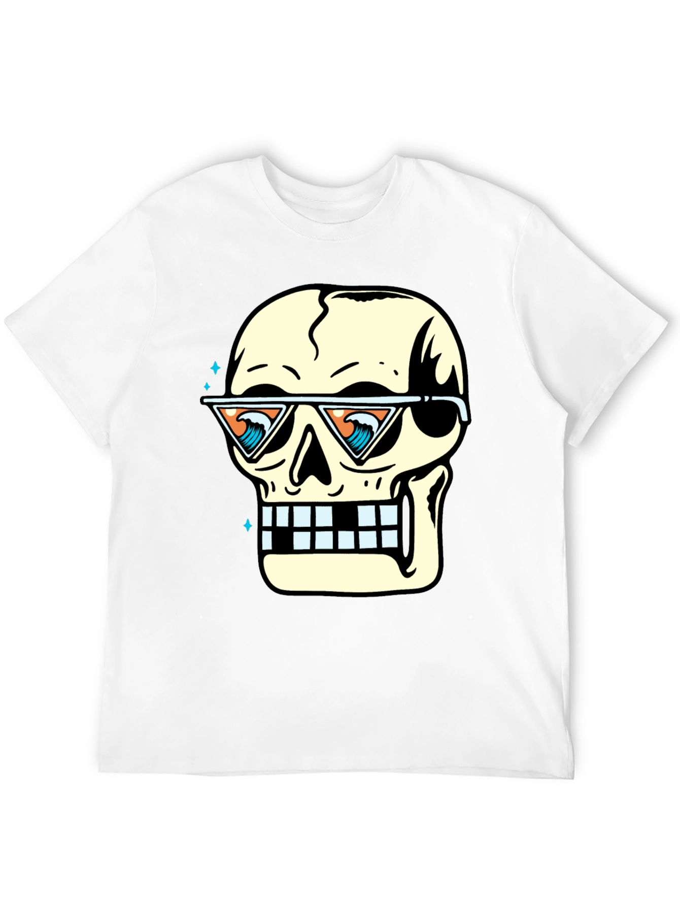 Skull with Sunglasses Graphic Tee - Black