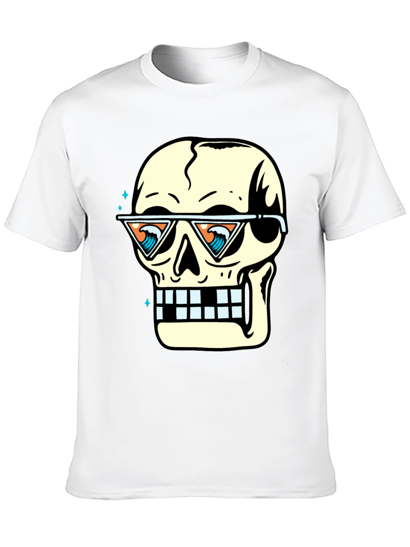 Skull with Sunglasses Graphic Tee - Black