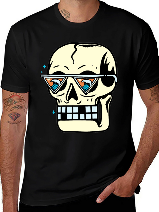 Skull with Sunglasses Graphic Tee - Black