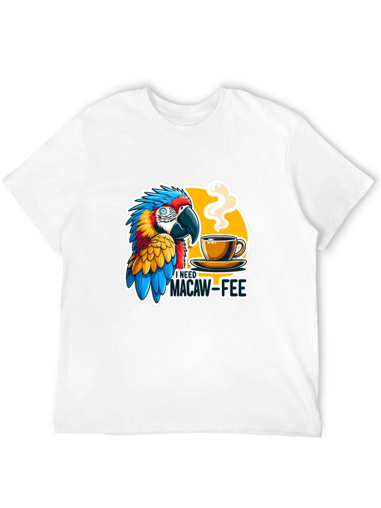 Macaw-Fee T-Shirt - Parrot & Coffee Graphic Tee
