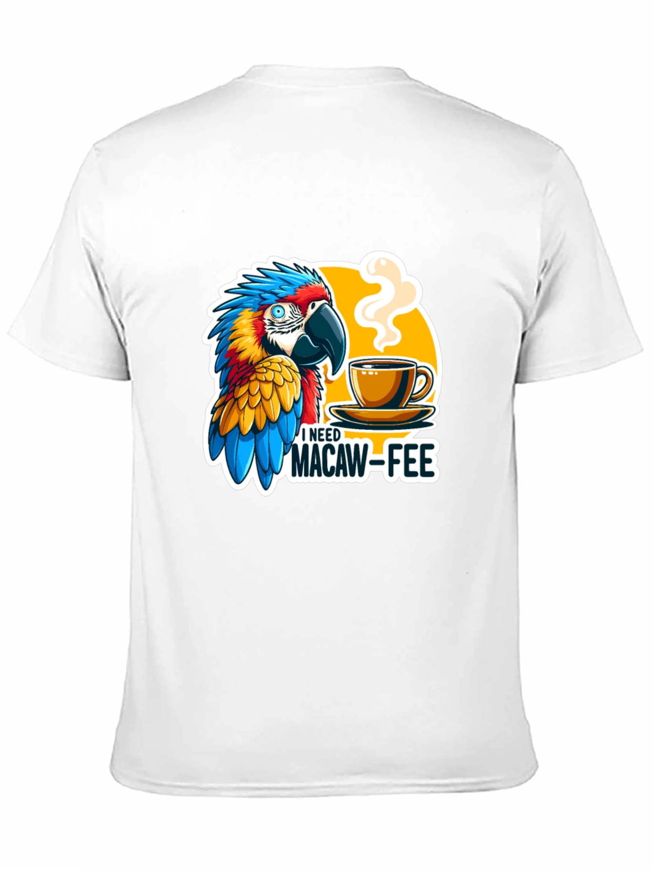 Macaw-Fee T-Shirt - Parrot & Coffee Graphic Tee