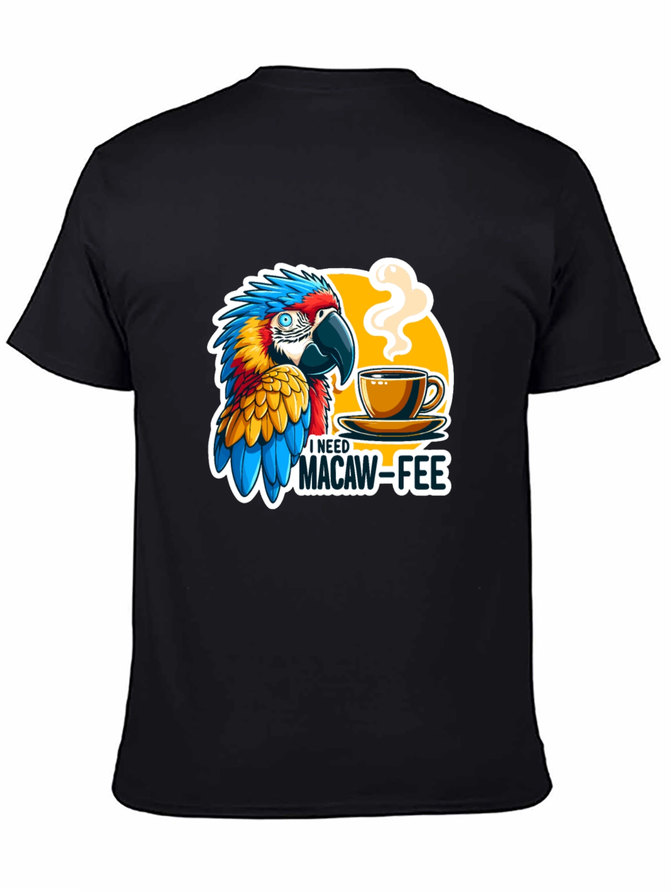 Macaw-Fee T-Shirt - Parrot & Coffee Graphic Tee