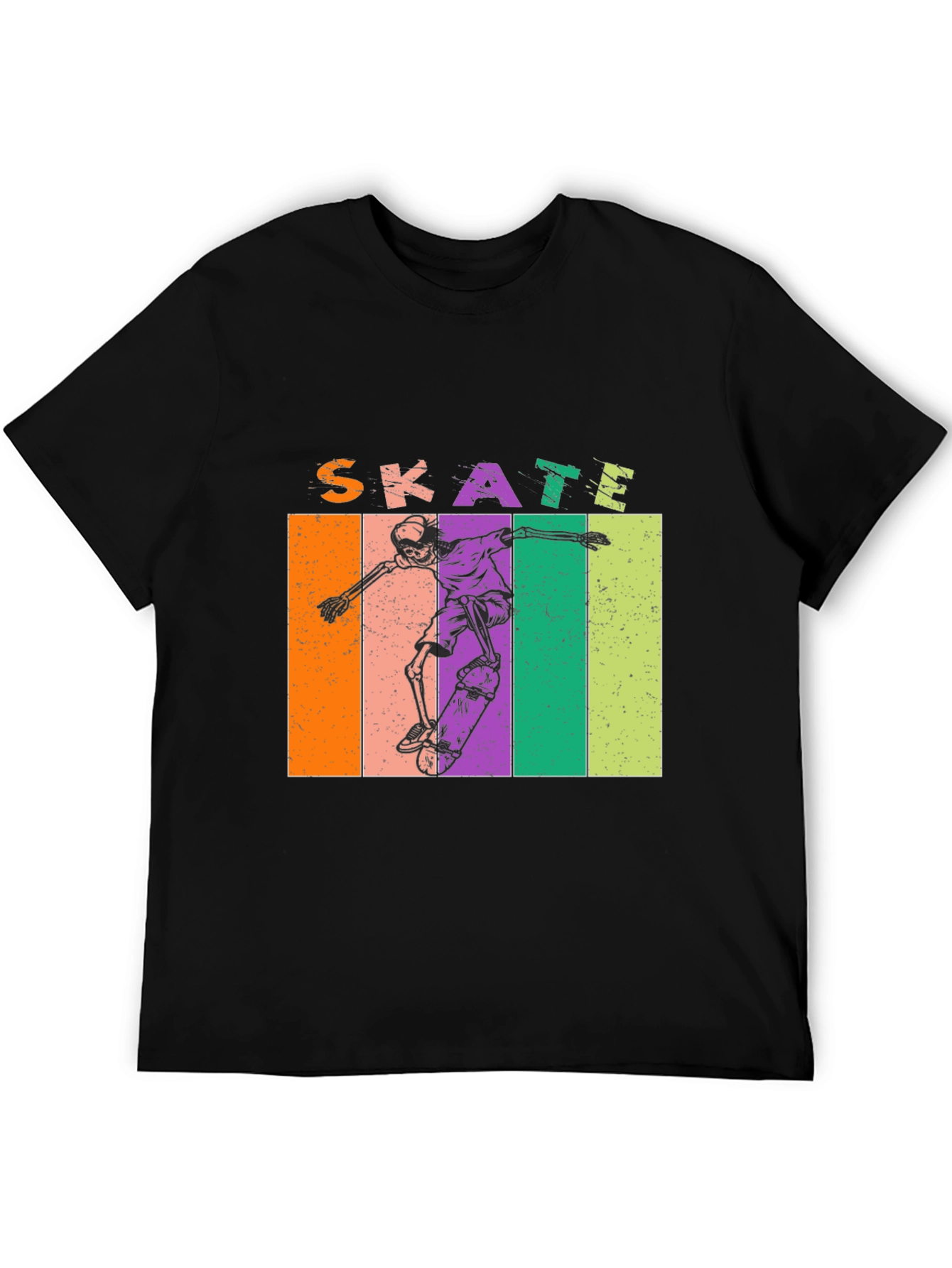 Skate Skeleton Graphic Tee - Retro Style
