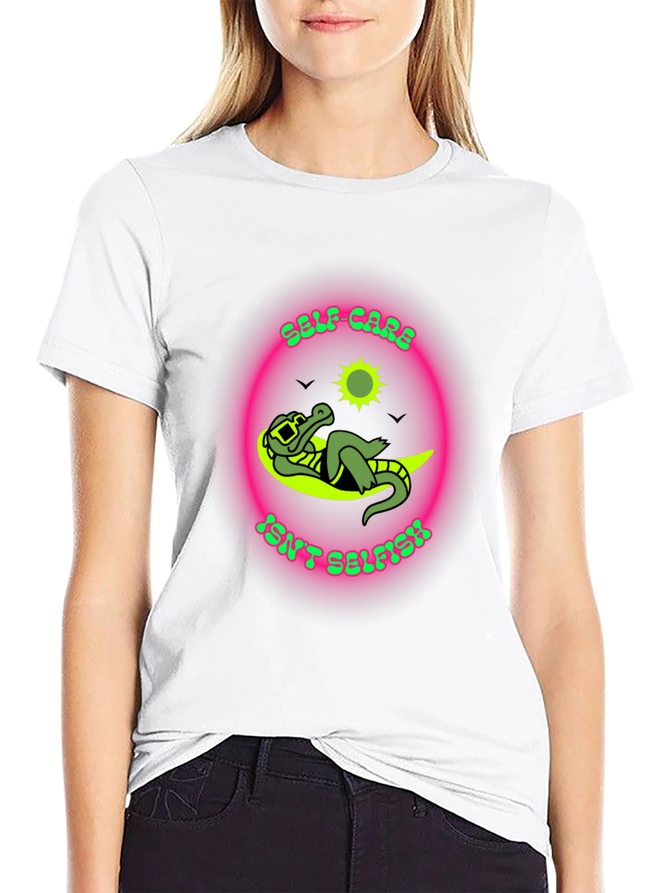 Self-Care Isnt Selfish T-Shirt - Relaxed Alligator Design