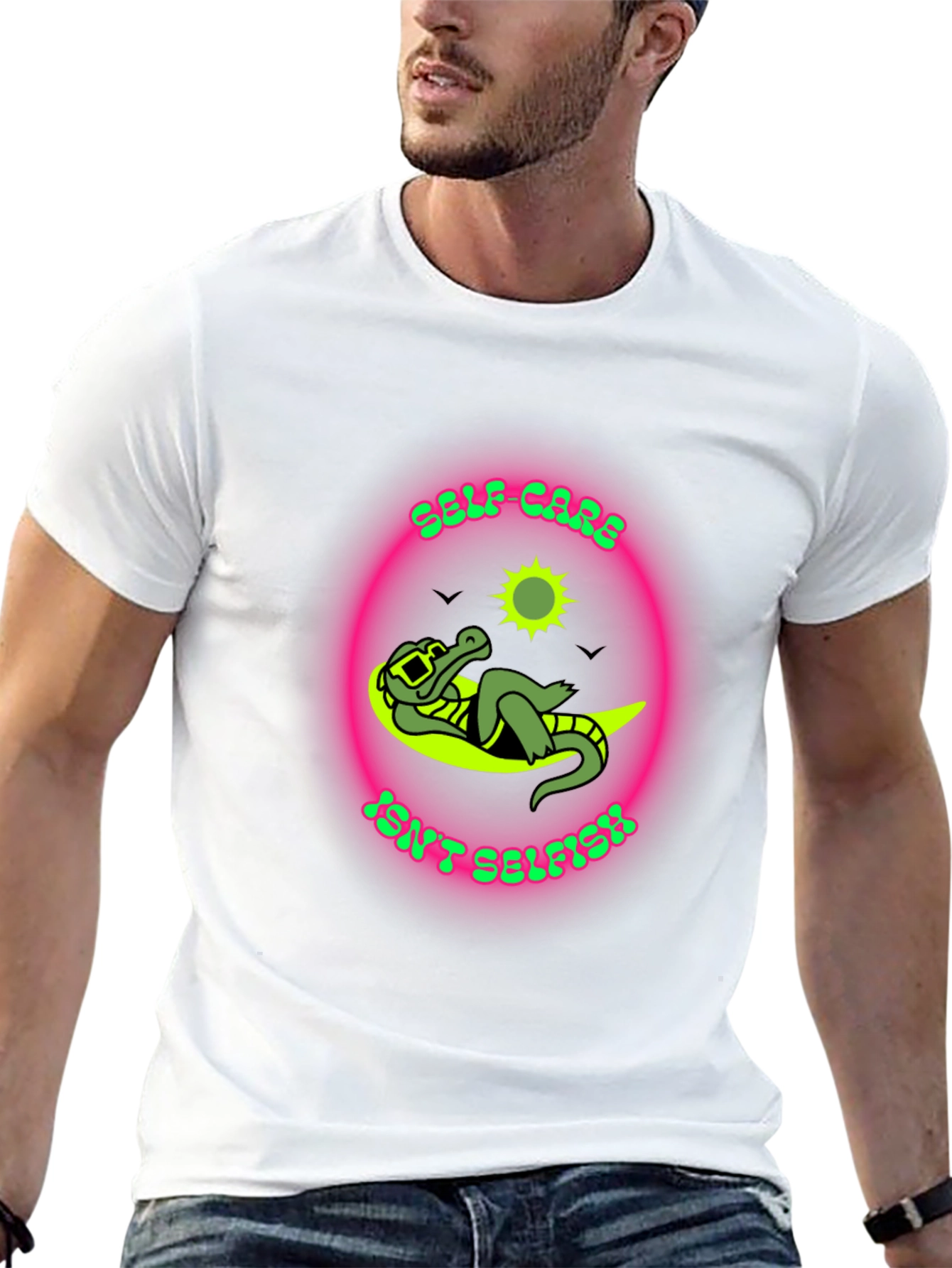 Self-Care Isnt Selfish T-Shirt - Relaxed Alligator Design