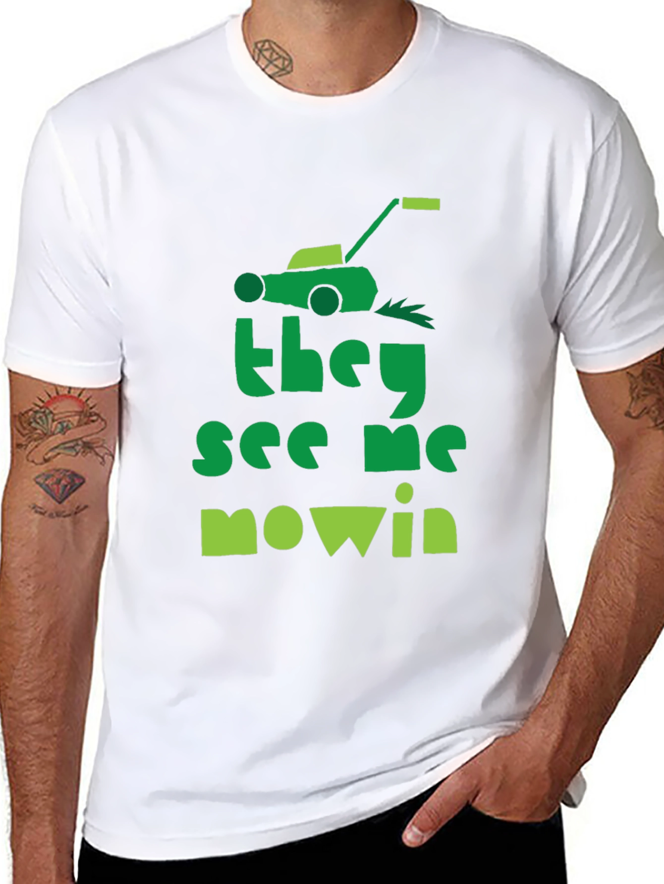 They See Me Mowin Black Graphic Tee