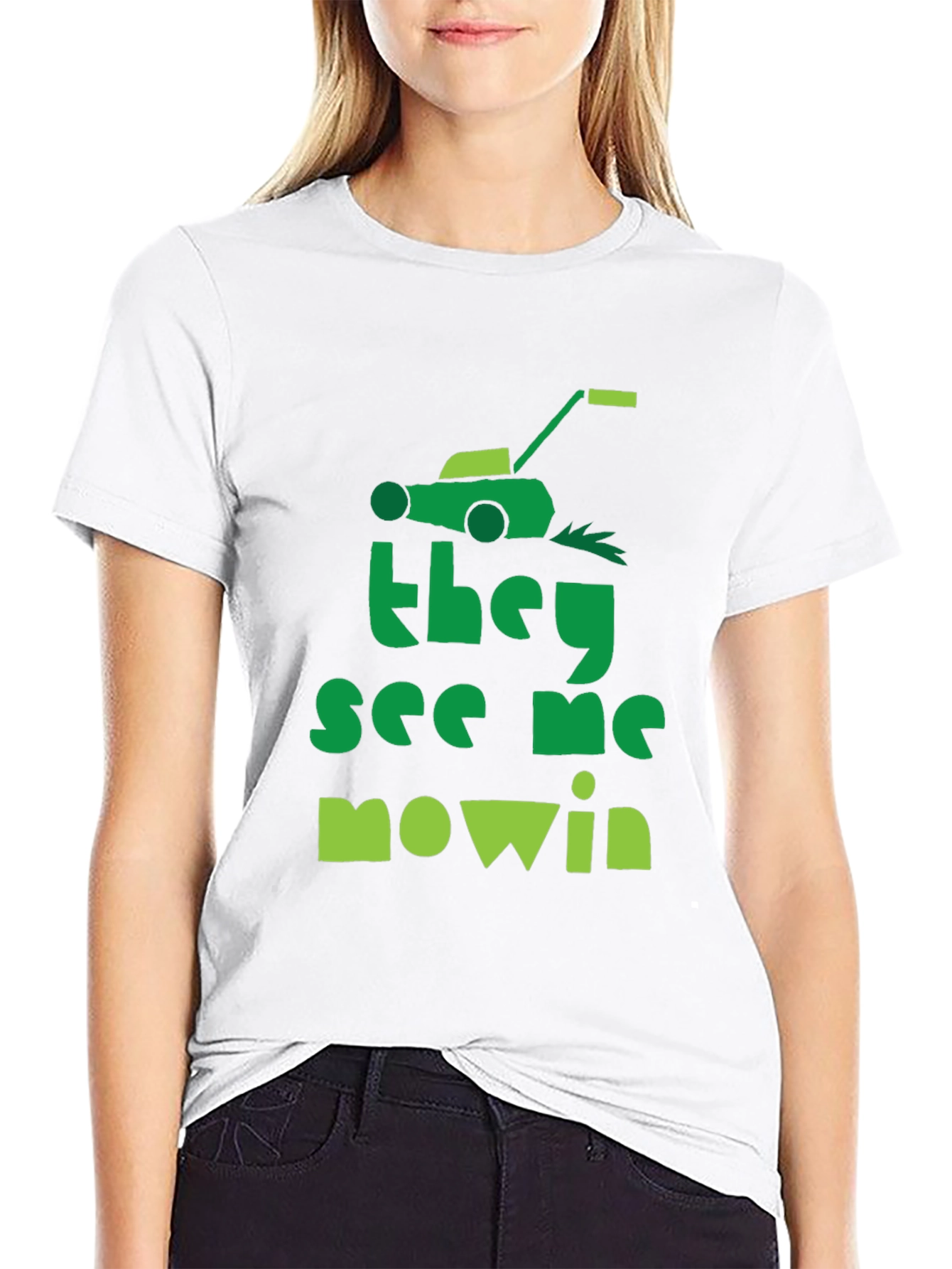 They See Me Mowin Black Graphic Tee
