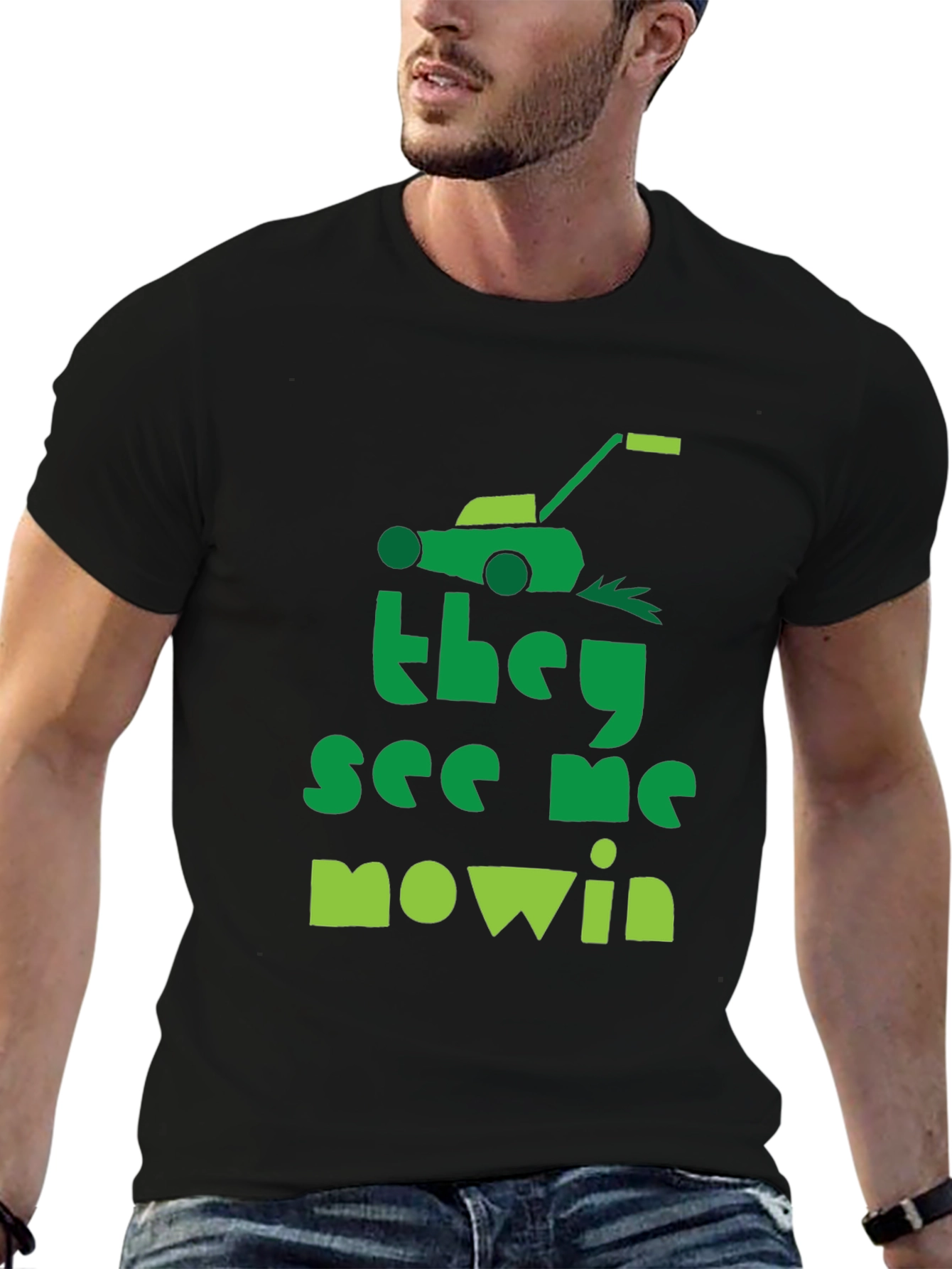 They See Me Mowin Black Graphic Tee