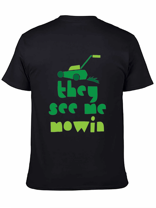 They See Me Mowin Black Graphic Tee